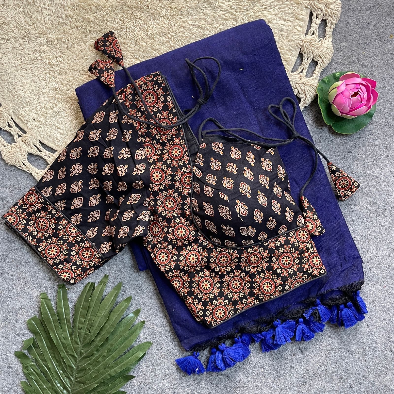 Feather-soft Cotton Saree with Stitched Ajrakh cotton blouse | Instafame Dhanusha saree special launch