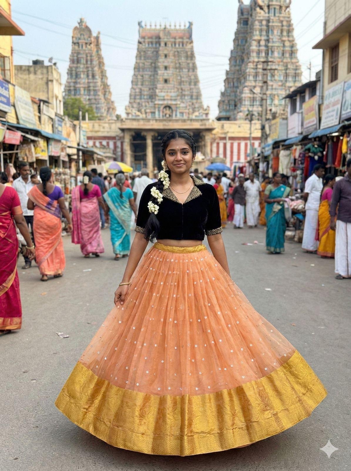 Trending Fully Stitched Organza Lehenga With Maggam Work Velvet Blouse