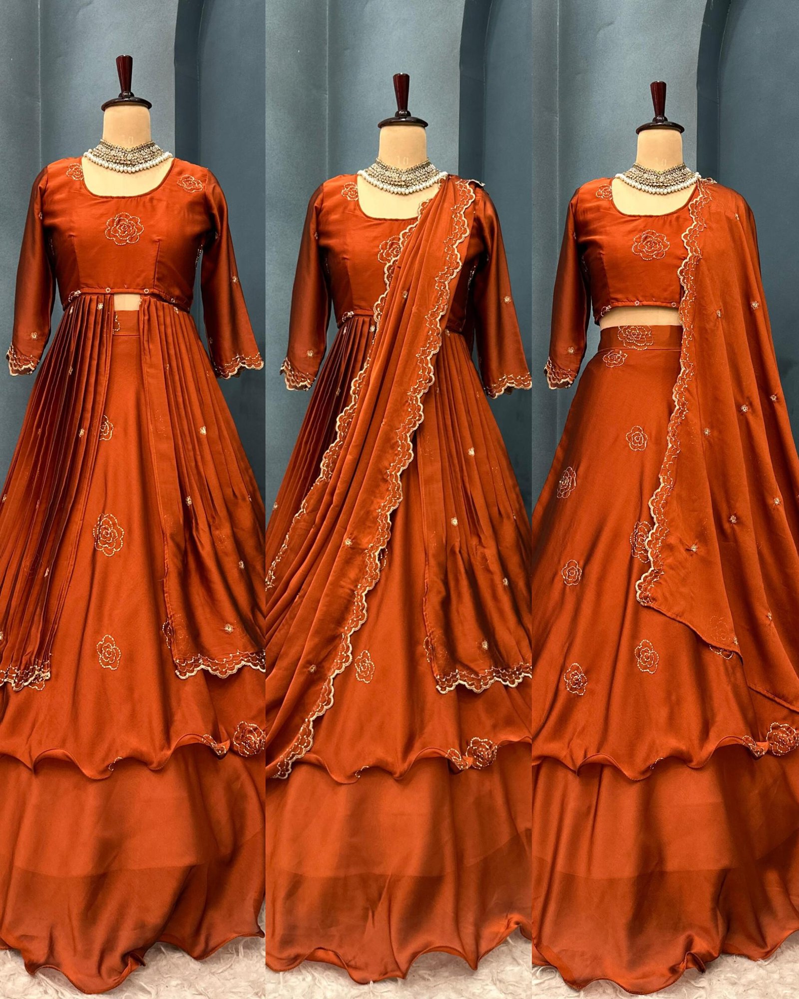 4 way Style Designer Dress  │ Multistyle Outfit│ Rose Showroom Style with Removable cape