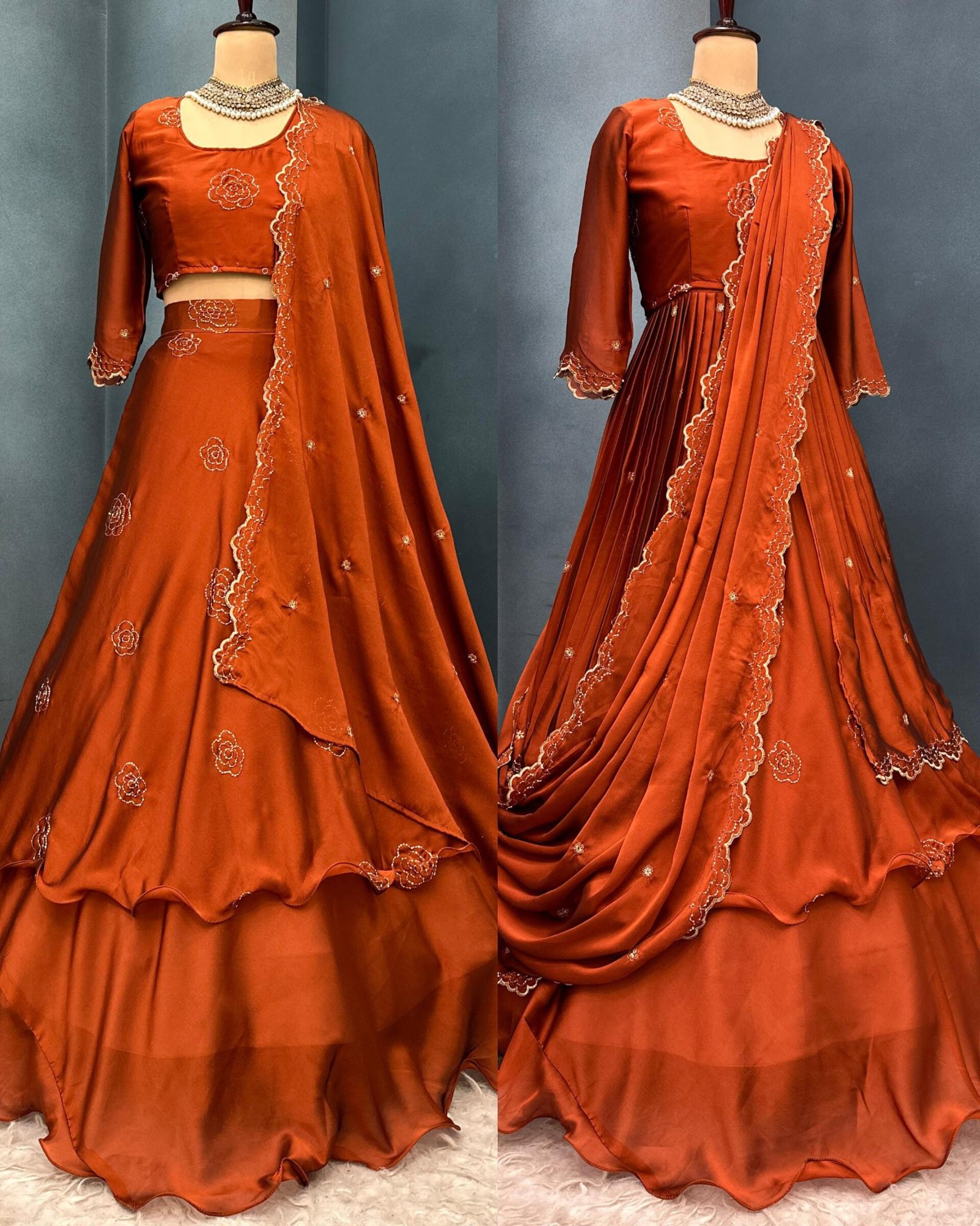 4 way Style Designer Dress  │ Multistyle Outfit│ Rose Showroom Style with Removable cape