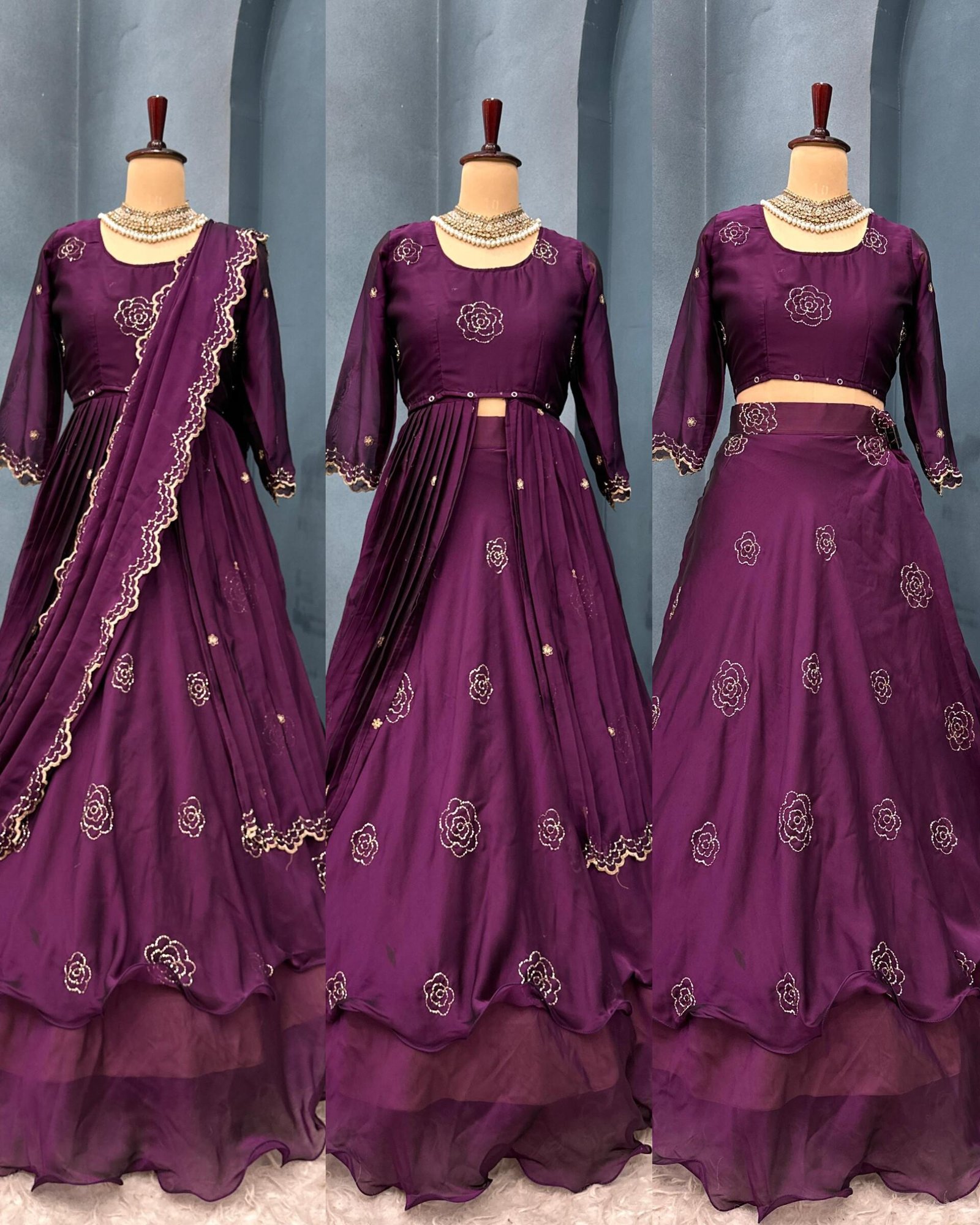 4 way Style Designer Dress  │ Multistyle Outfit│ Rose Showroom Style with Removable cape