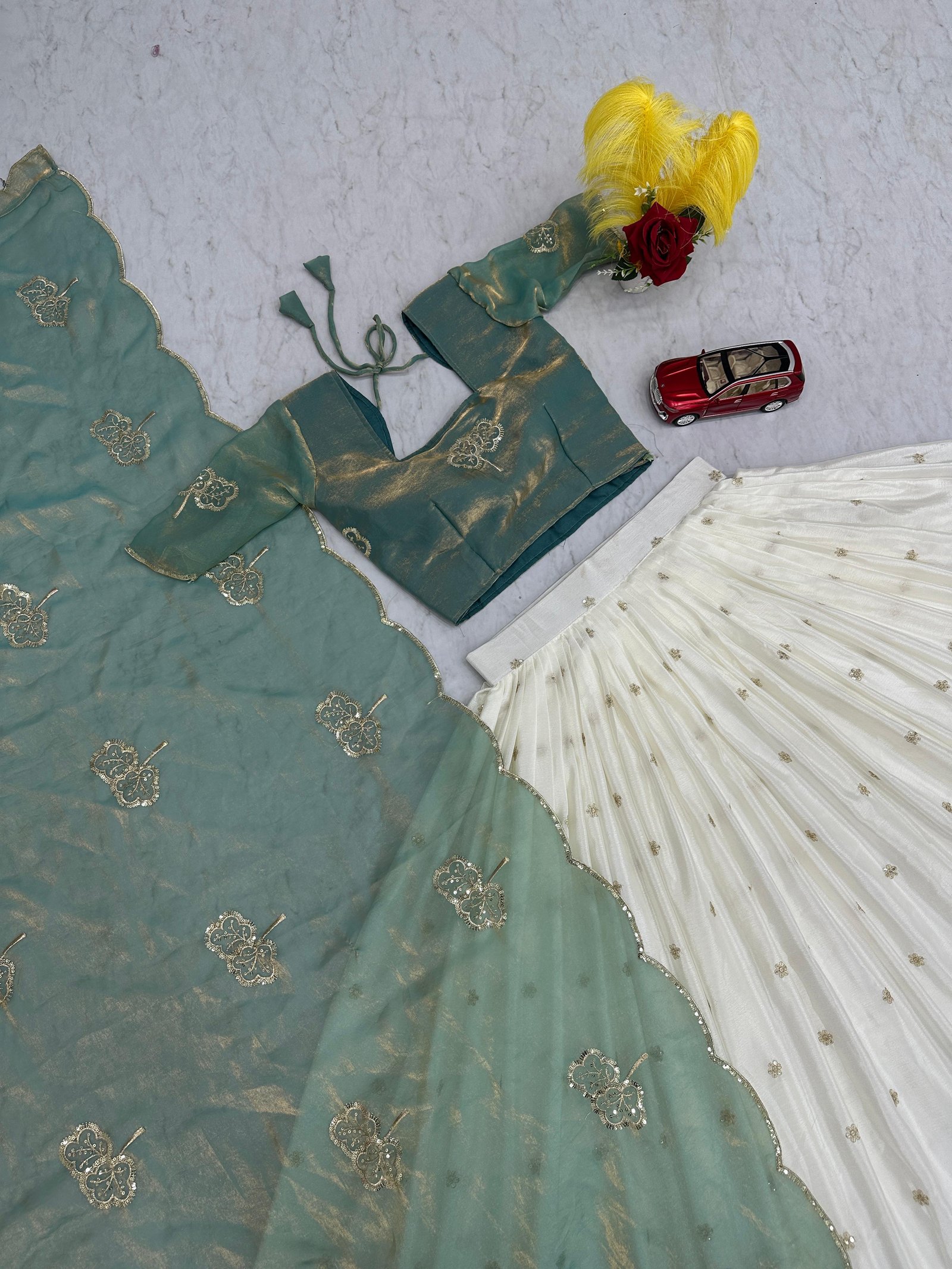 Wedding Wear Fendy Silk Lehenga Choli | Premium Sequins & Thread Work | Fully Stitched