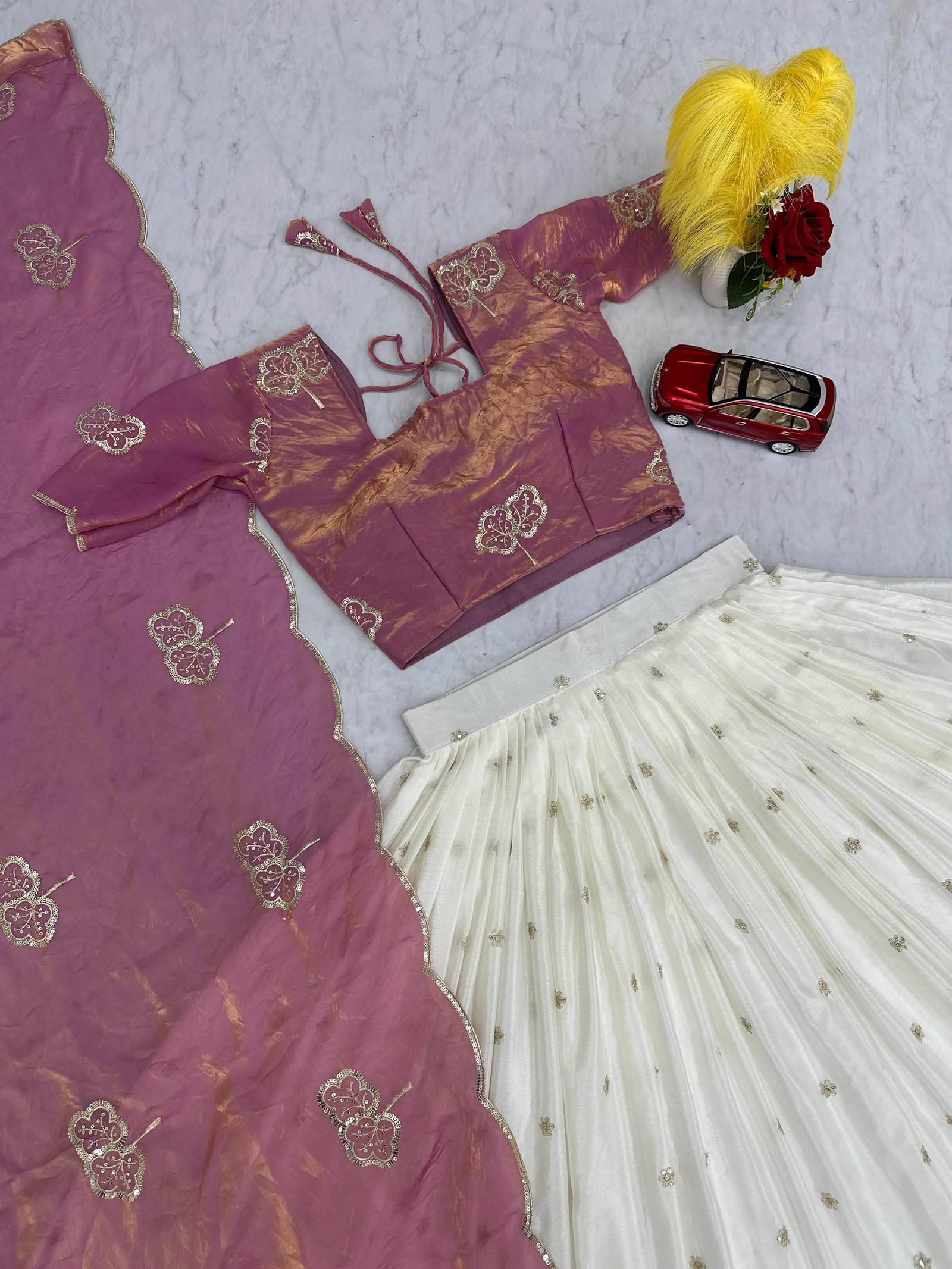 Wedding Wear Fendy Silk Lehenga Choli | Premium Sequins & Thread Work | Fully Stitched