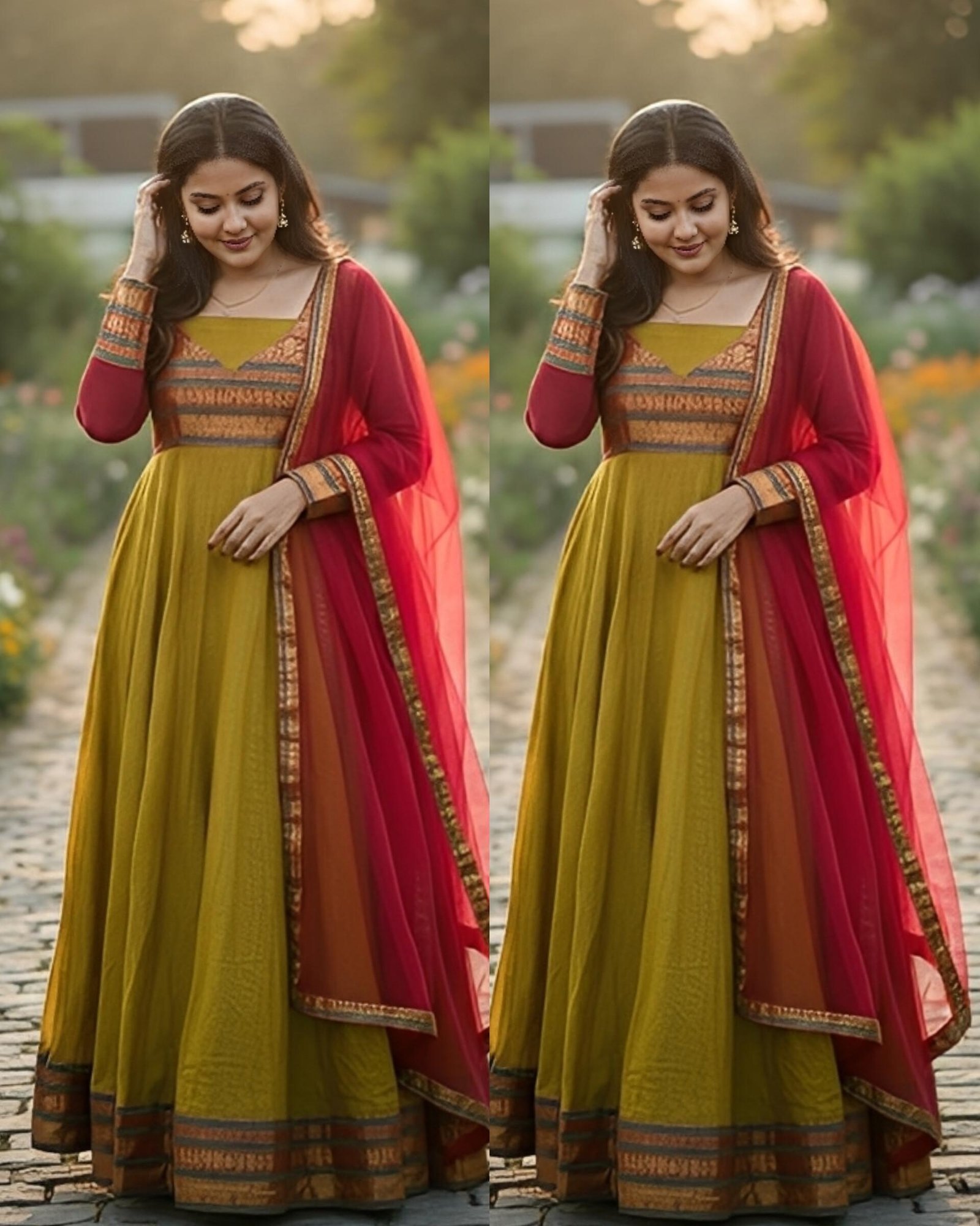 Pretty Silk Gown with Matching Dupatta / Pongal special dress/ Christmas launch