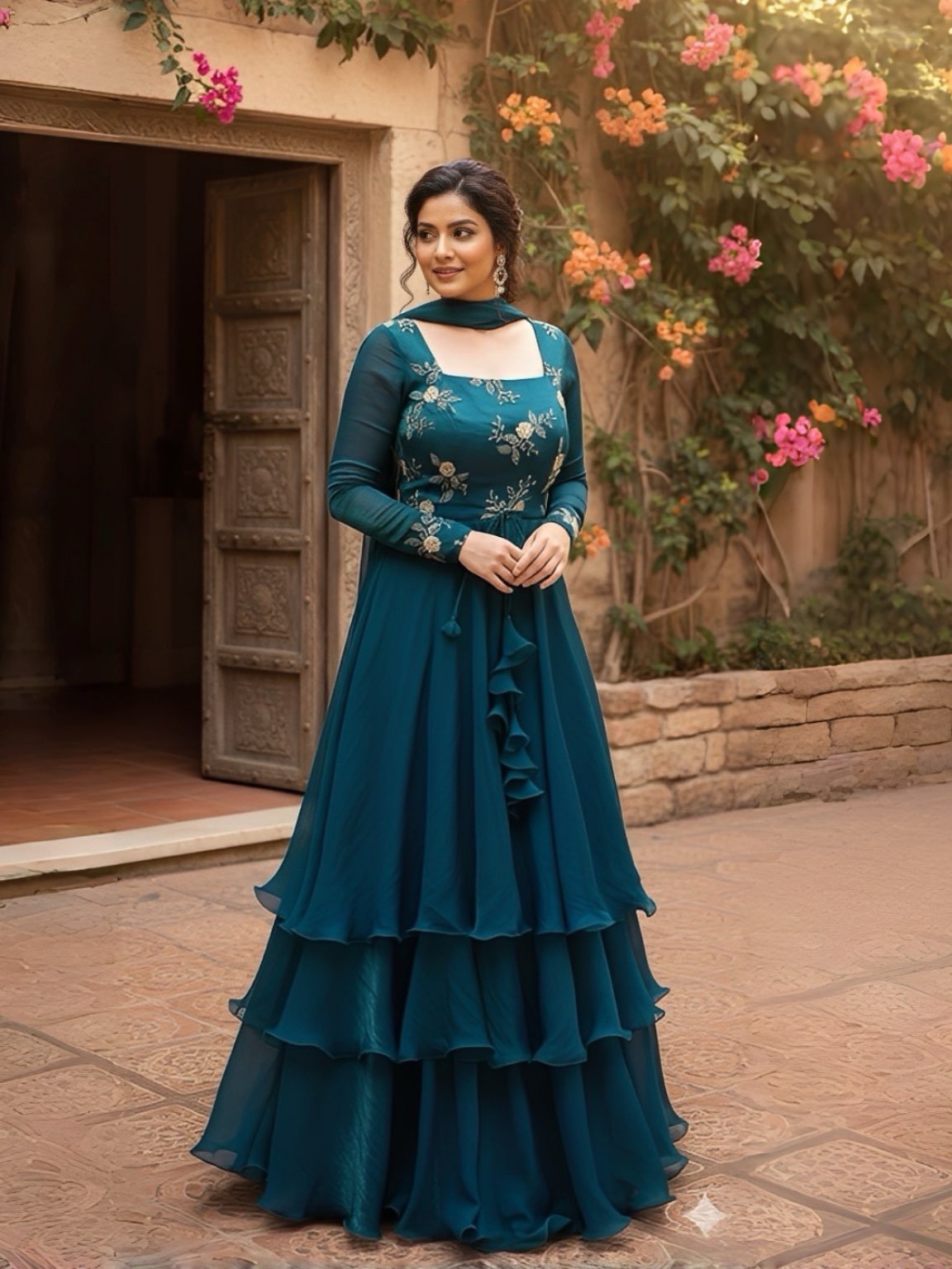 4 in 1 Rich Space silk Attire / Partywear Designer Dress / Style in 4 ways Unique outfit