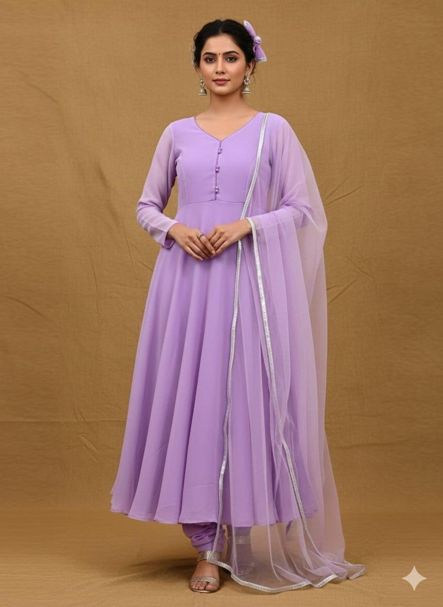 Lavender Solid Kurta Set with Net Dupatta | Elegant Everyday Ethnic Wear 🪻💜