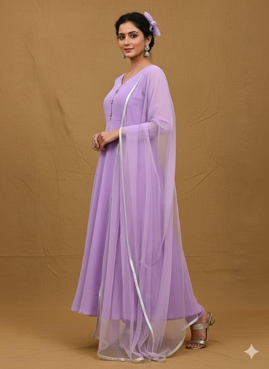 Lavender Solid Kurta Set with Net Dupatta | Elegant Everyday Ethnic Wear 🪻💜