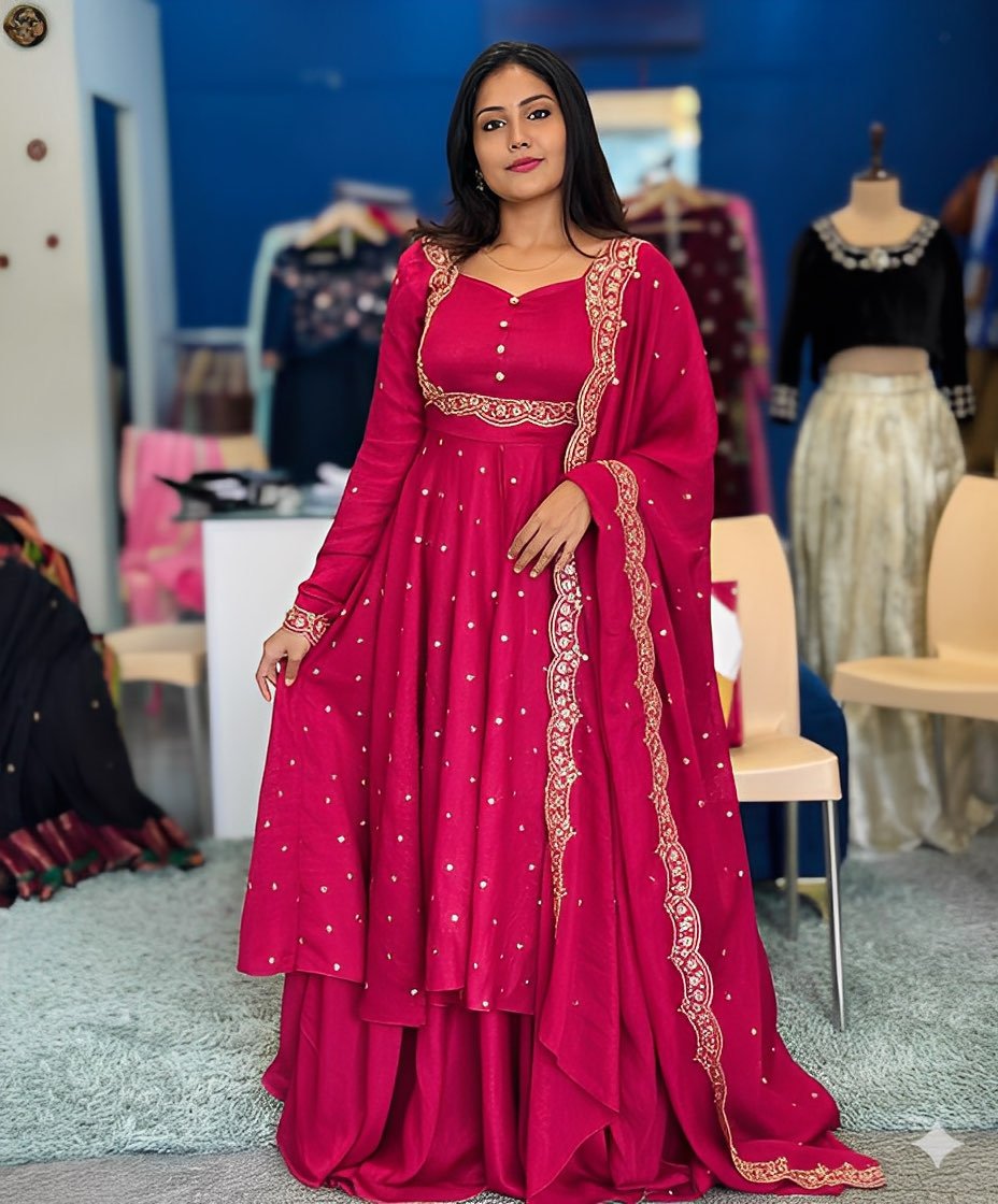 Vichitra Silk Cape Top With Skirt & Dupatta | Premium Wedding & Party Wear Ensemble