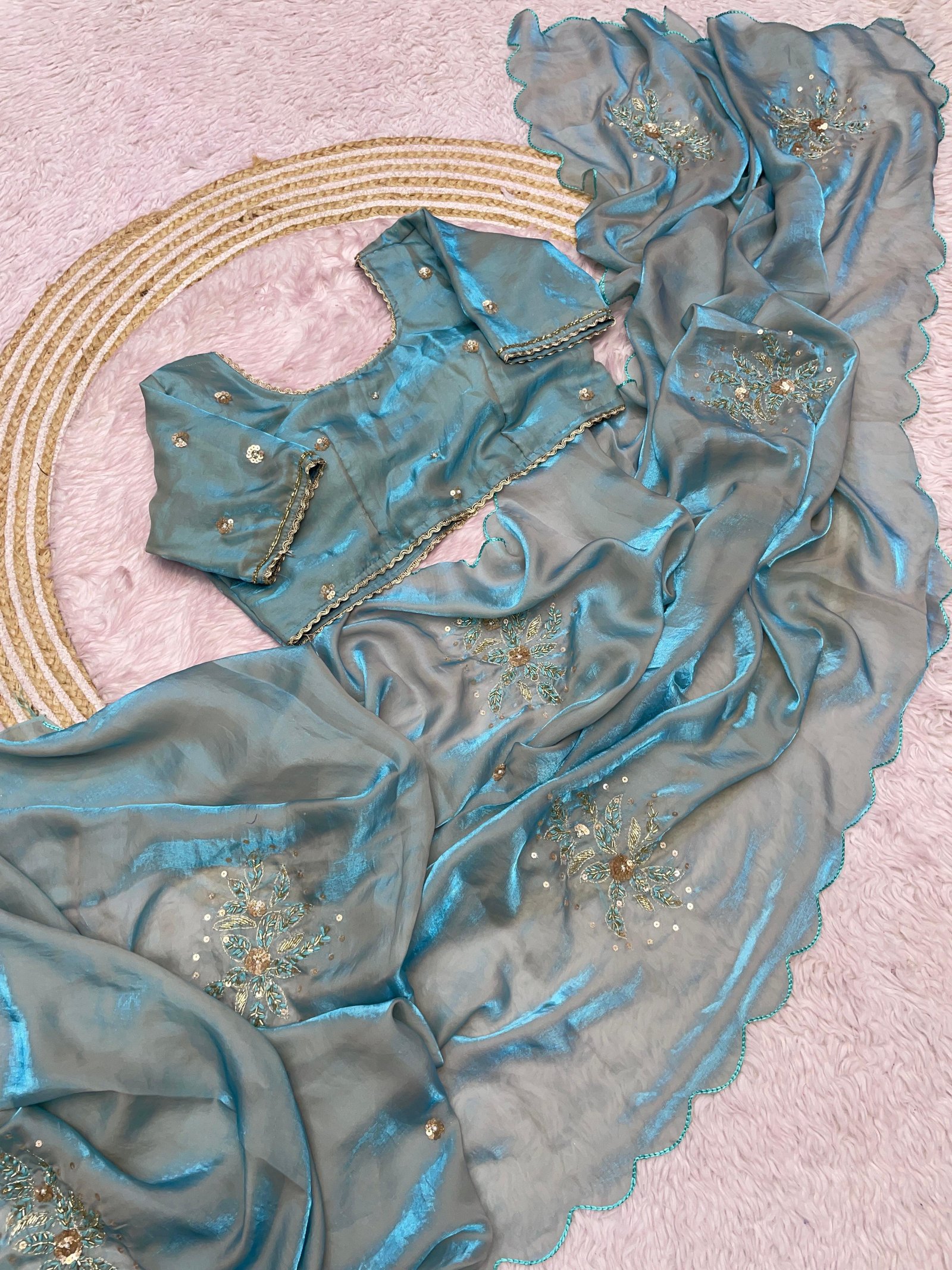 New Bollywood Trending Design in Fandy Satin | Khatli Handwork Blouse