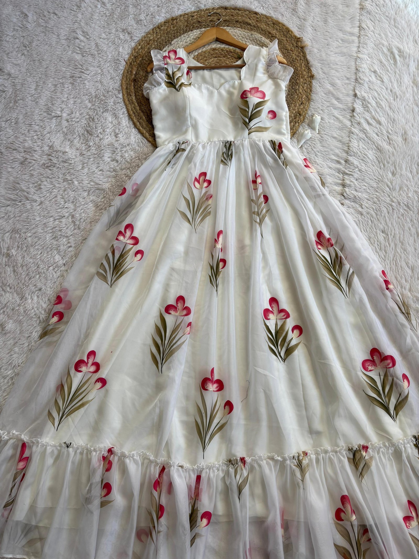 Super‑hit Handpainted Floral Print Maxi Gown