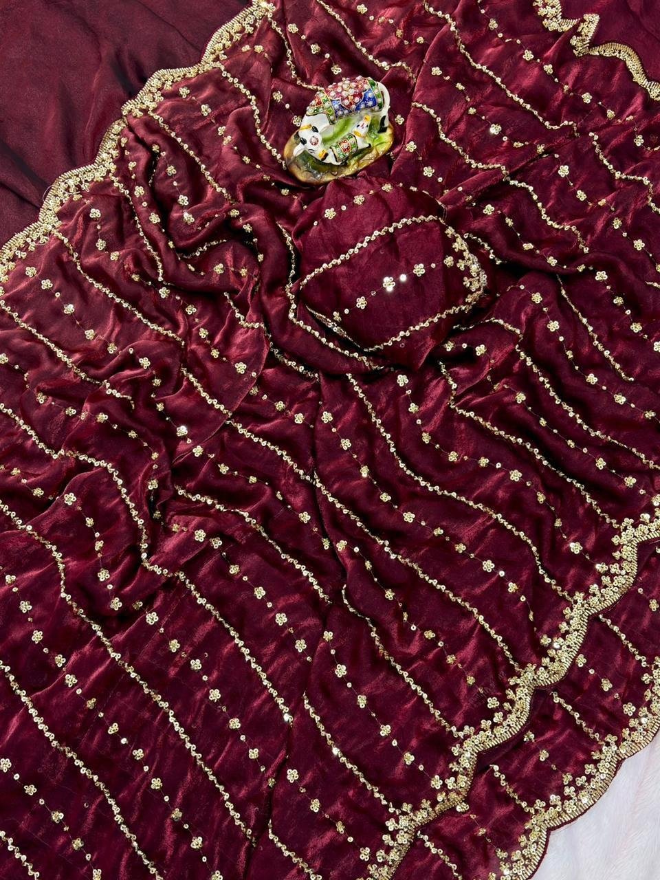 Dual tone Heavy beads work saree│Original quality with Blouse piece