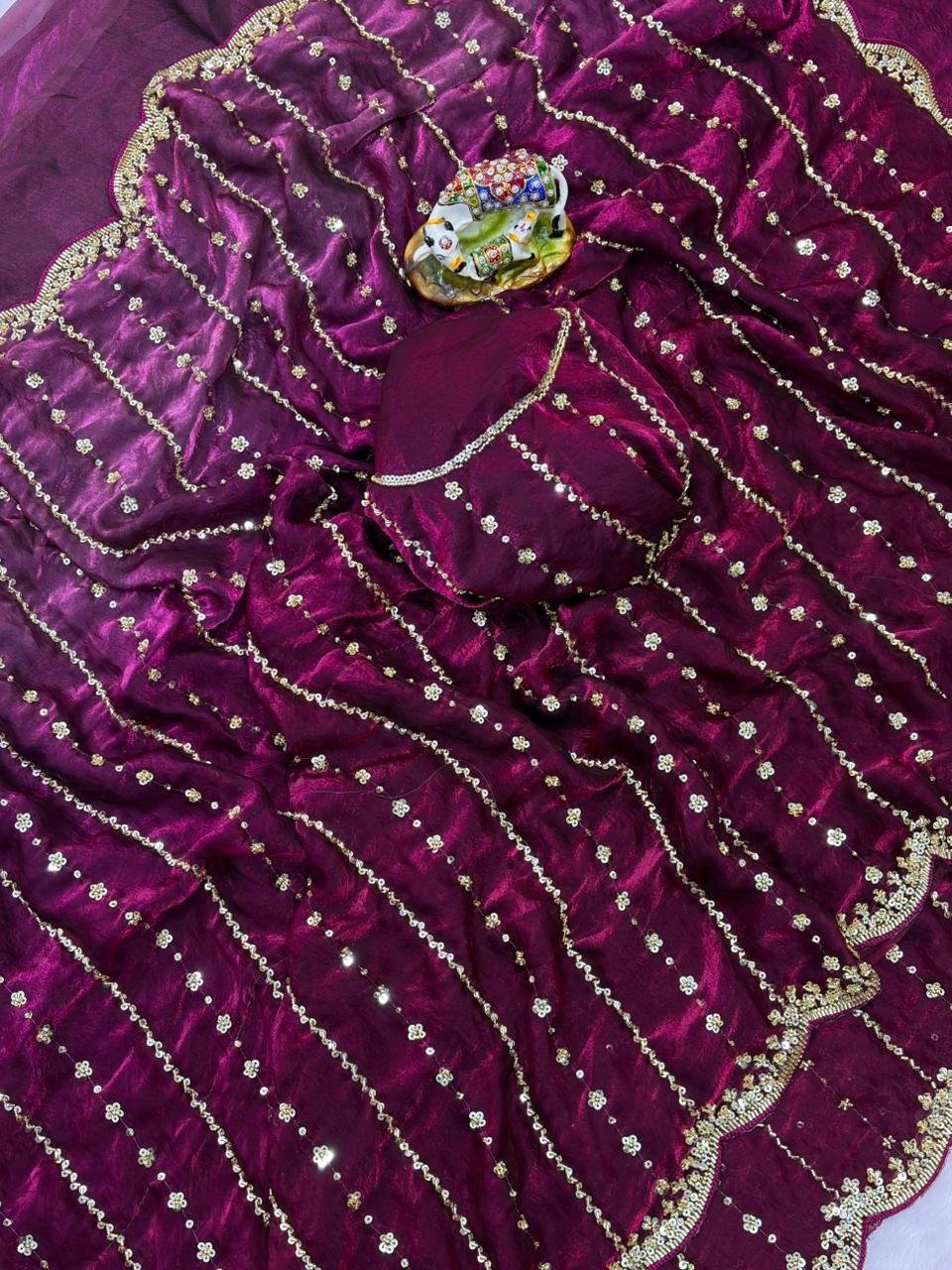 Dual tone Heavy beads work saree│Original quality with Blouse piece