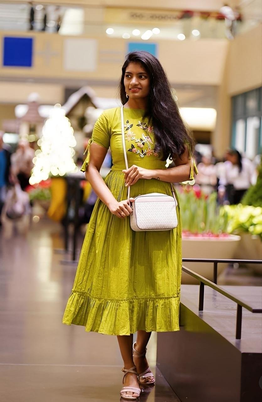 Indu Dress in Rayon Slub with Embroidery Work