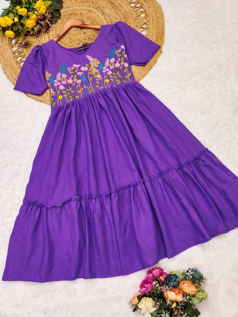 Elegant Maska Cotton Embroidered Dress | Summer Comfort with Timeless Style