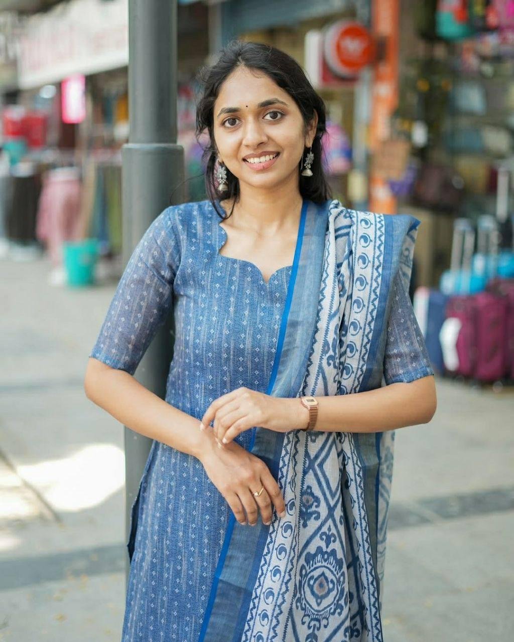 Beautiful cotton embroidered kurta set