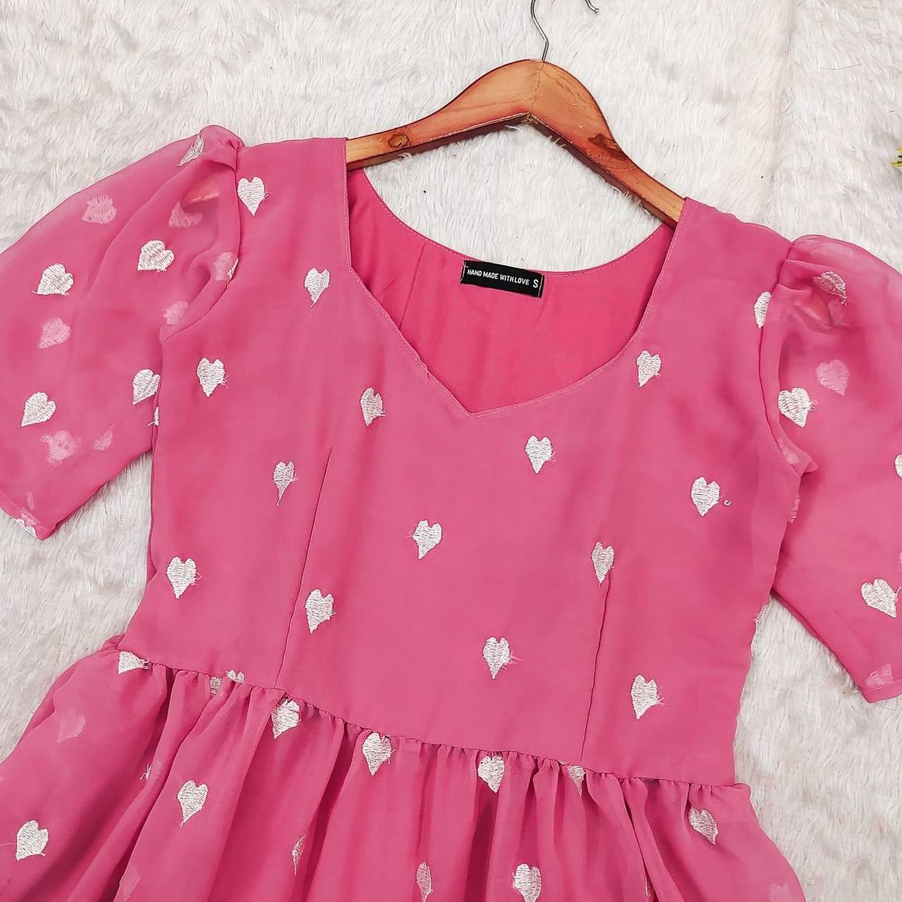 Heart Print Party Wear Midi Dress