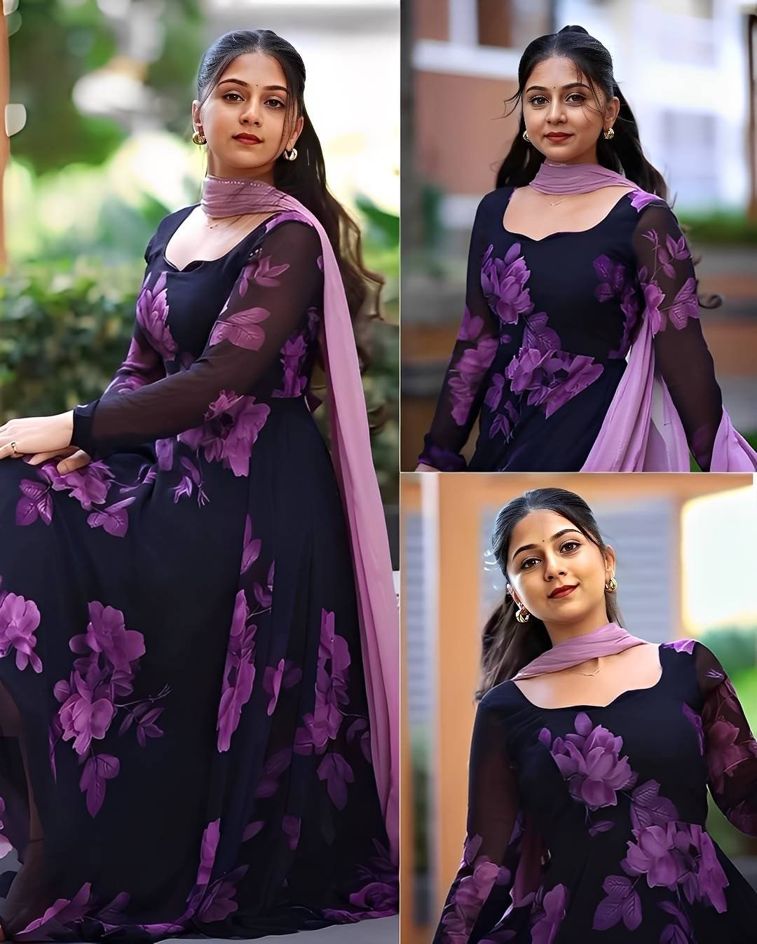 Floral Fox Georgette Gown Set with Dupatta | Elegant & Refreshing Ethnic Wear