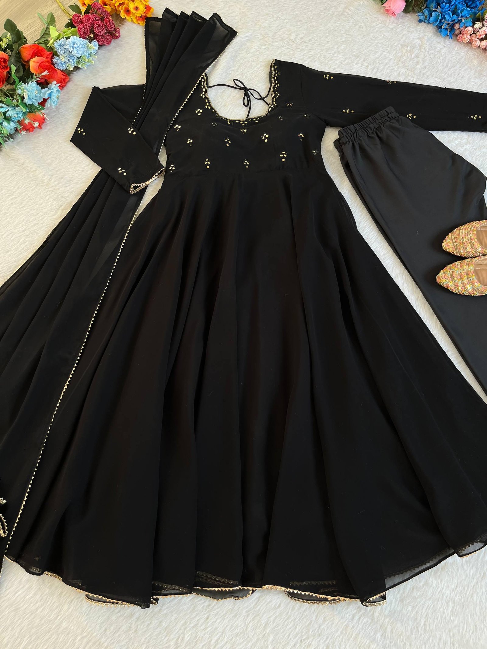 Fairytale Designer Gown sets - Festivewear and  Partywear Gown Pant Dupatta sets