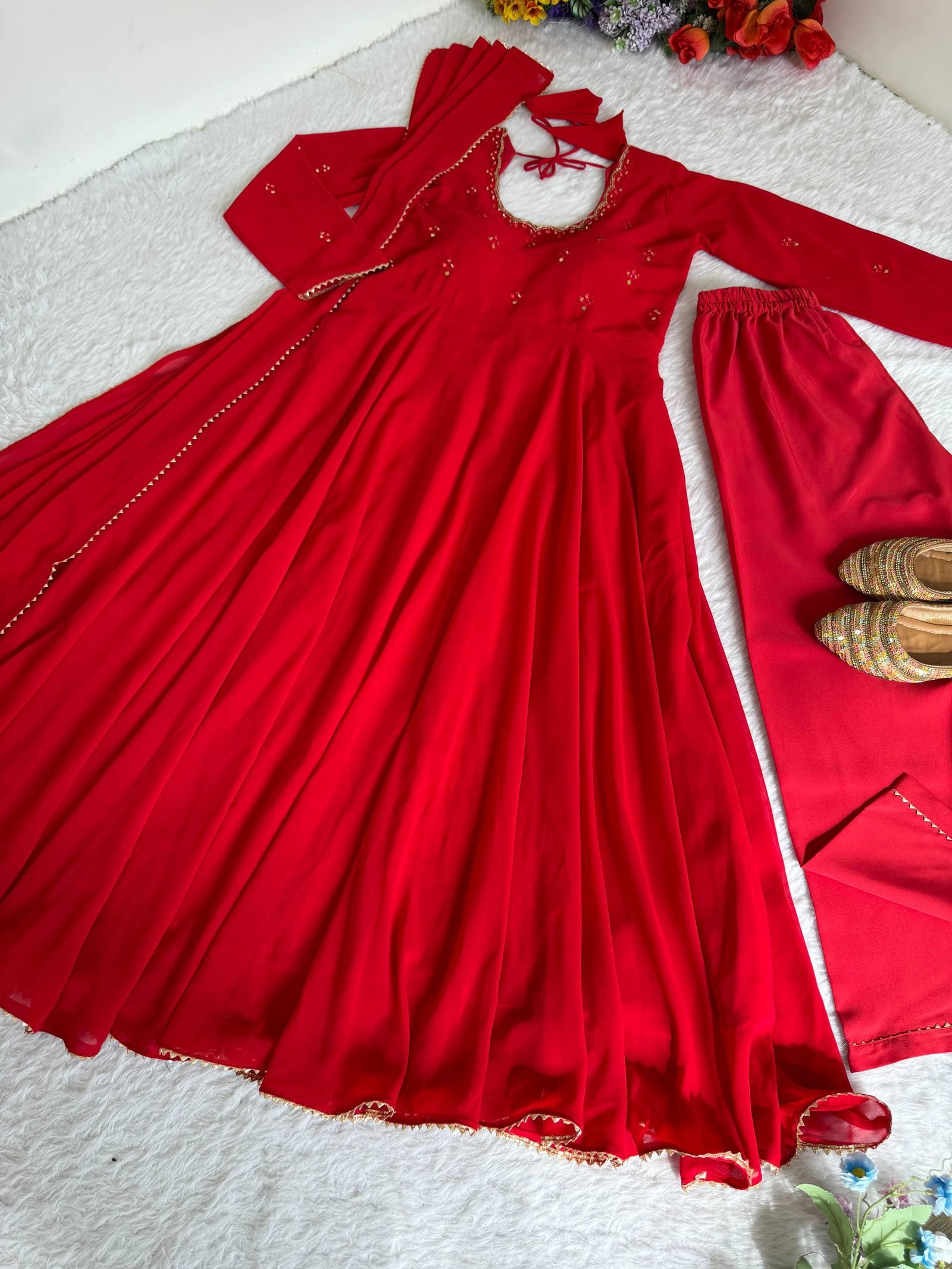 Fairytale Designer Gown sets - Festivewear and  Partywear Gown Pant Dupatta sets