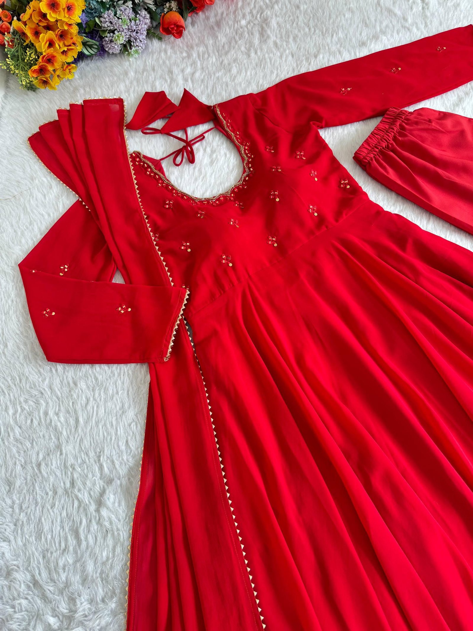 Fairytale Designer Gown sets - Festivewear and  Partywear Gown Pant Dupatta sets