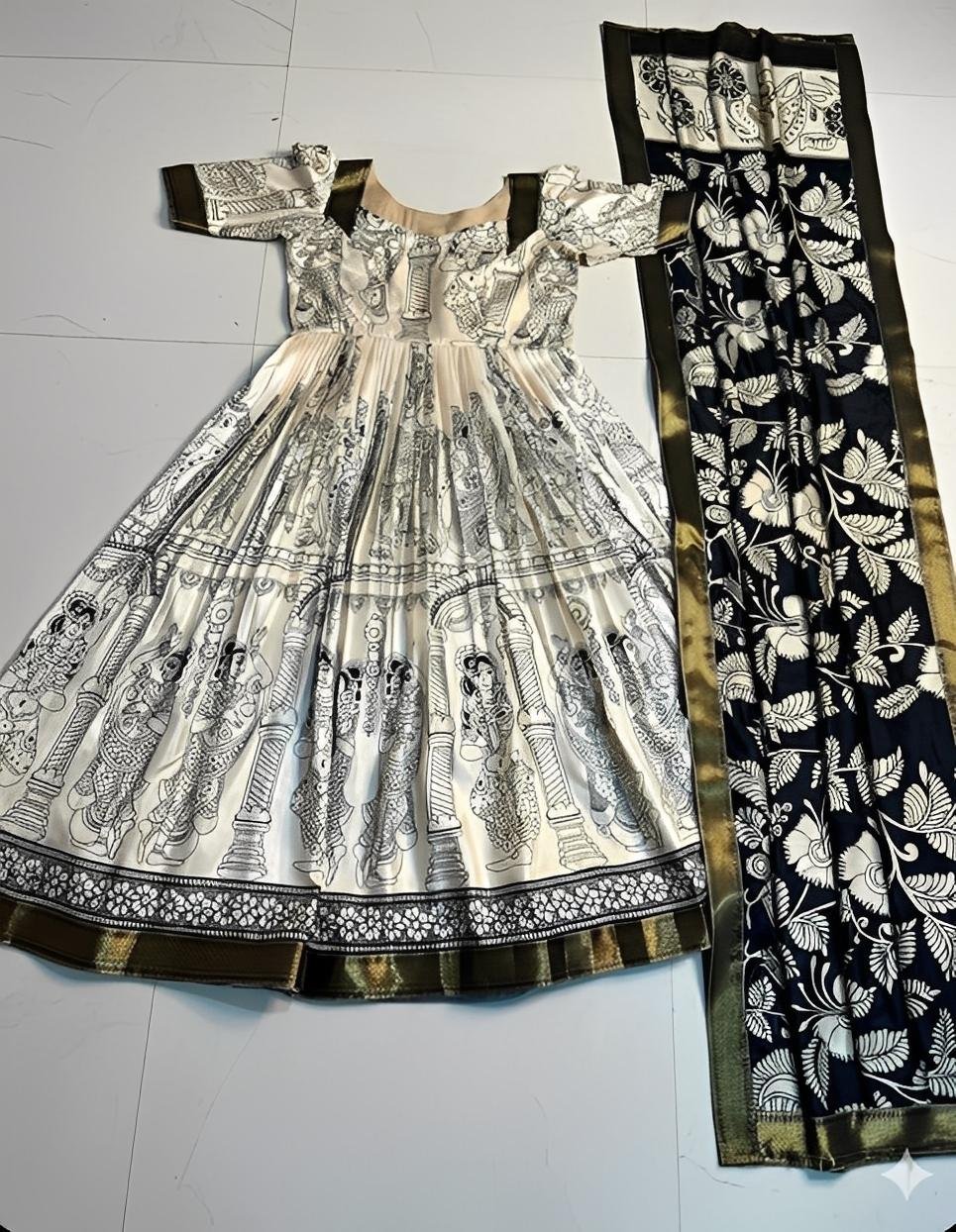 Ritu Fame Kalamkari Gown with Dupatta set - Lowest price Offer sale