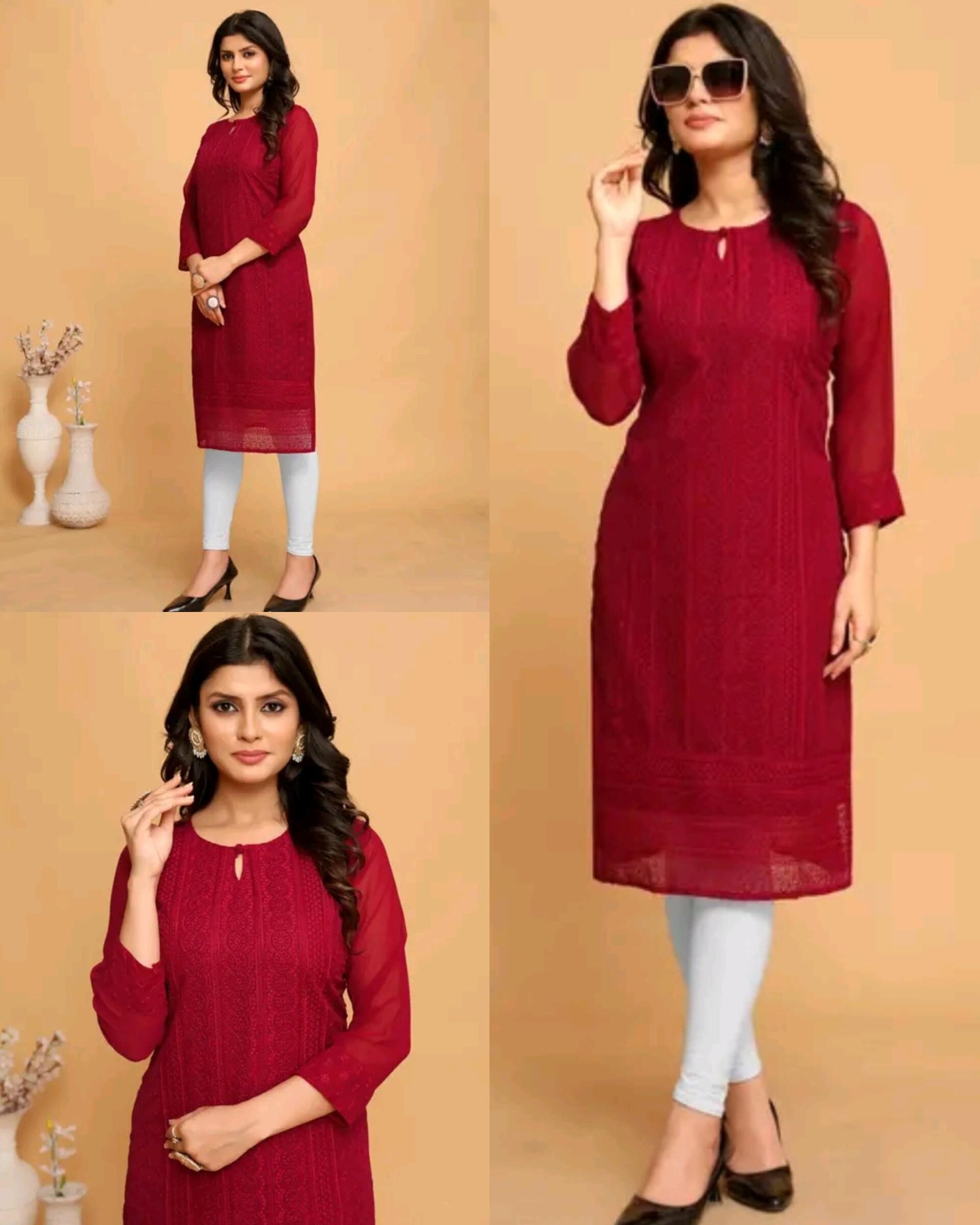 Georgette Chikankari Kurti in Offer