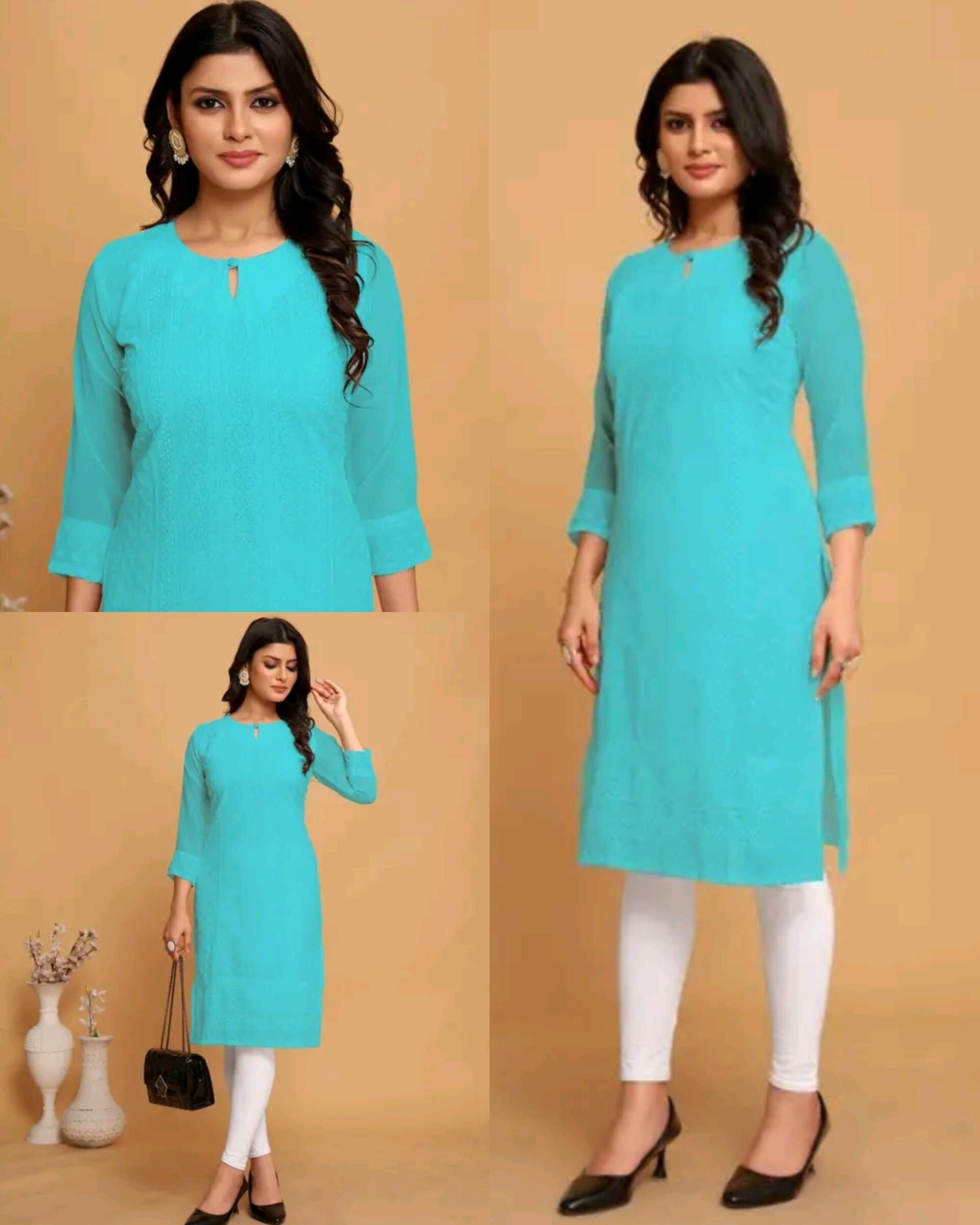 Georgette Chikankari Kurti in Offer