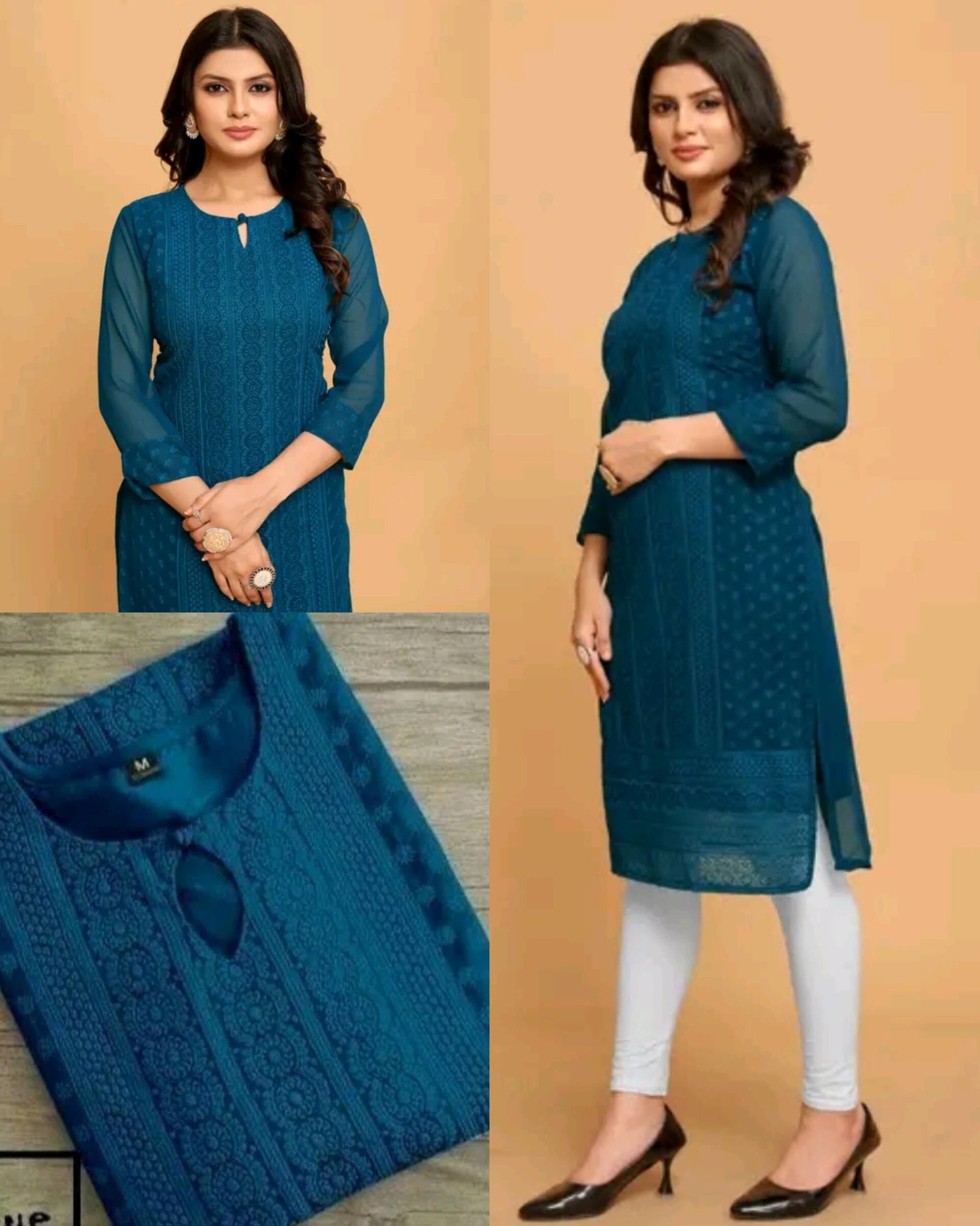 Georgette Chikankari Kurti in Offer