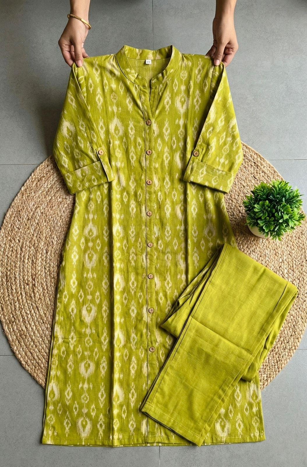 Pure Cotton Floral Kurta Pant Co-Ord Sets - Office wear Kurta sets