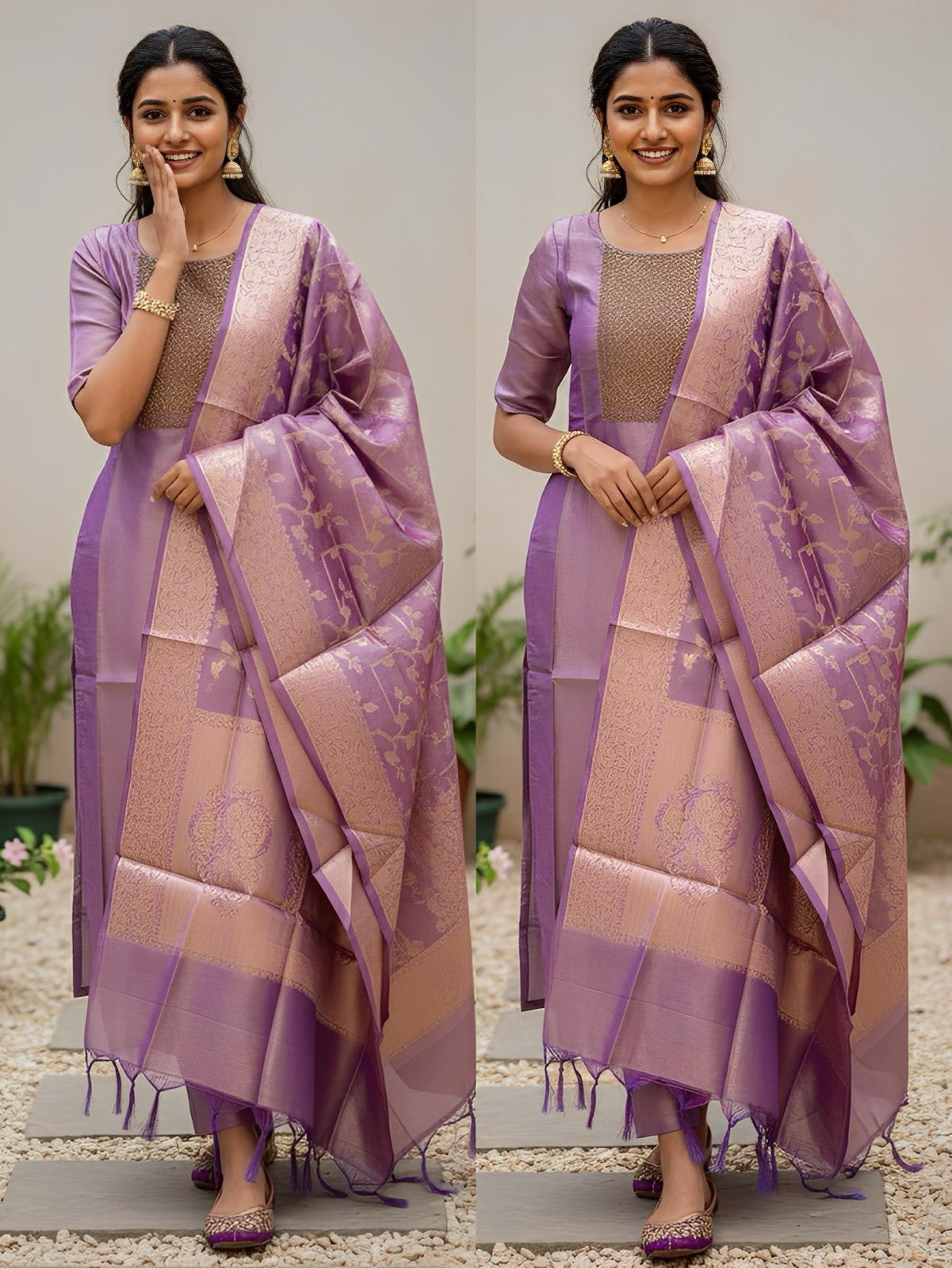 Roman Silk Kurti sets - Most demanding Top pant Dupatta collection