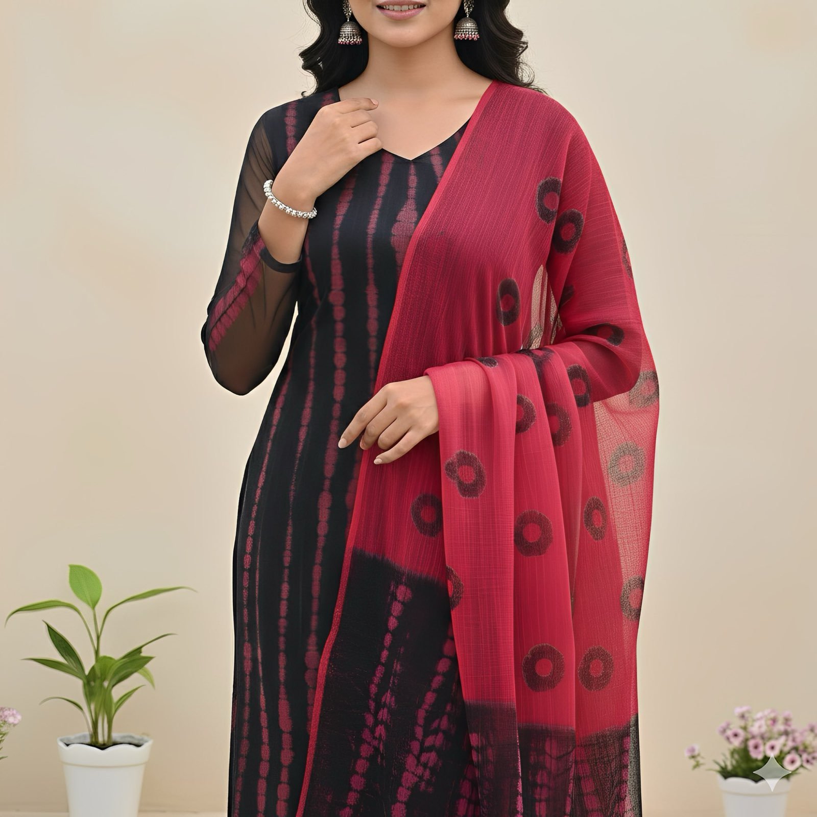 Kota chex Kurti set for Office - Subtle Tie dye Kurta sets