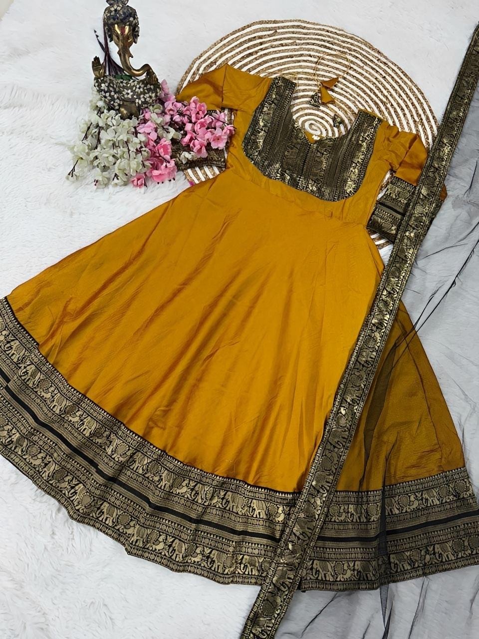Silk Cotton Gown with Dupatta - Stunning discount deals