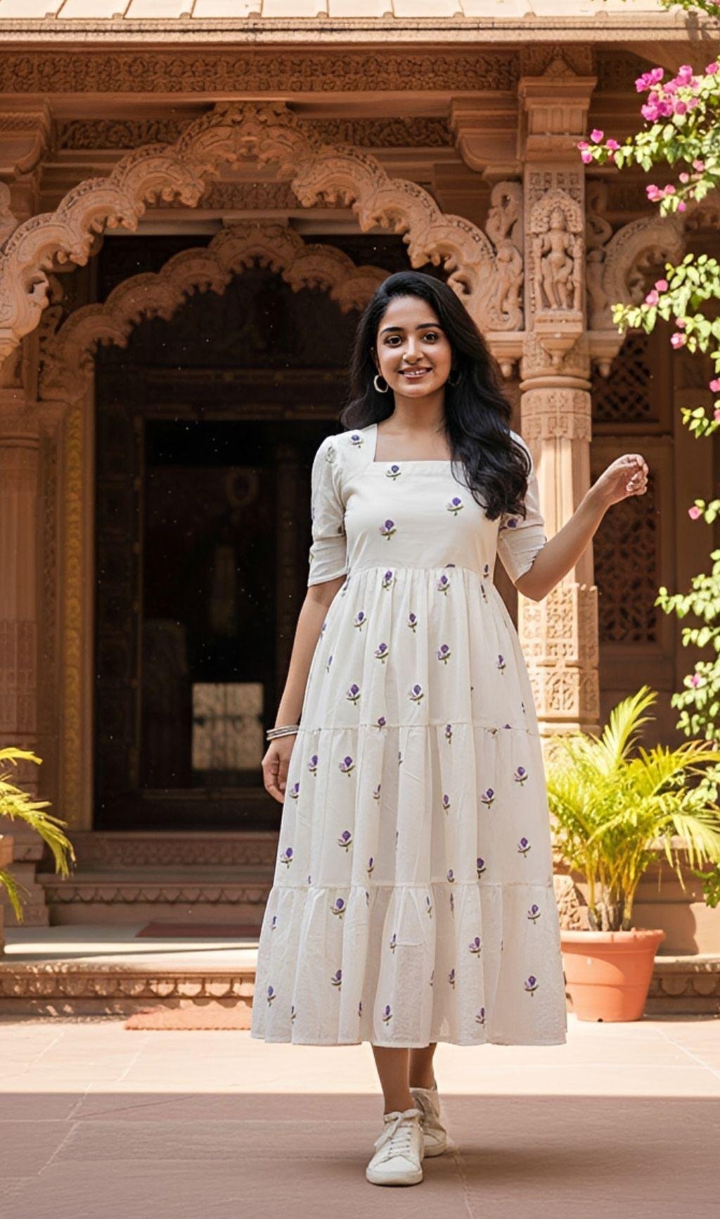 Lavender Blossom Maxi  │Cotton embroidered Gown  │ Lininng attached