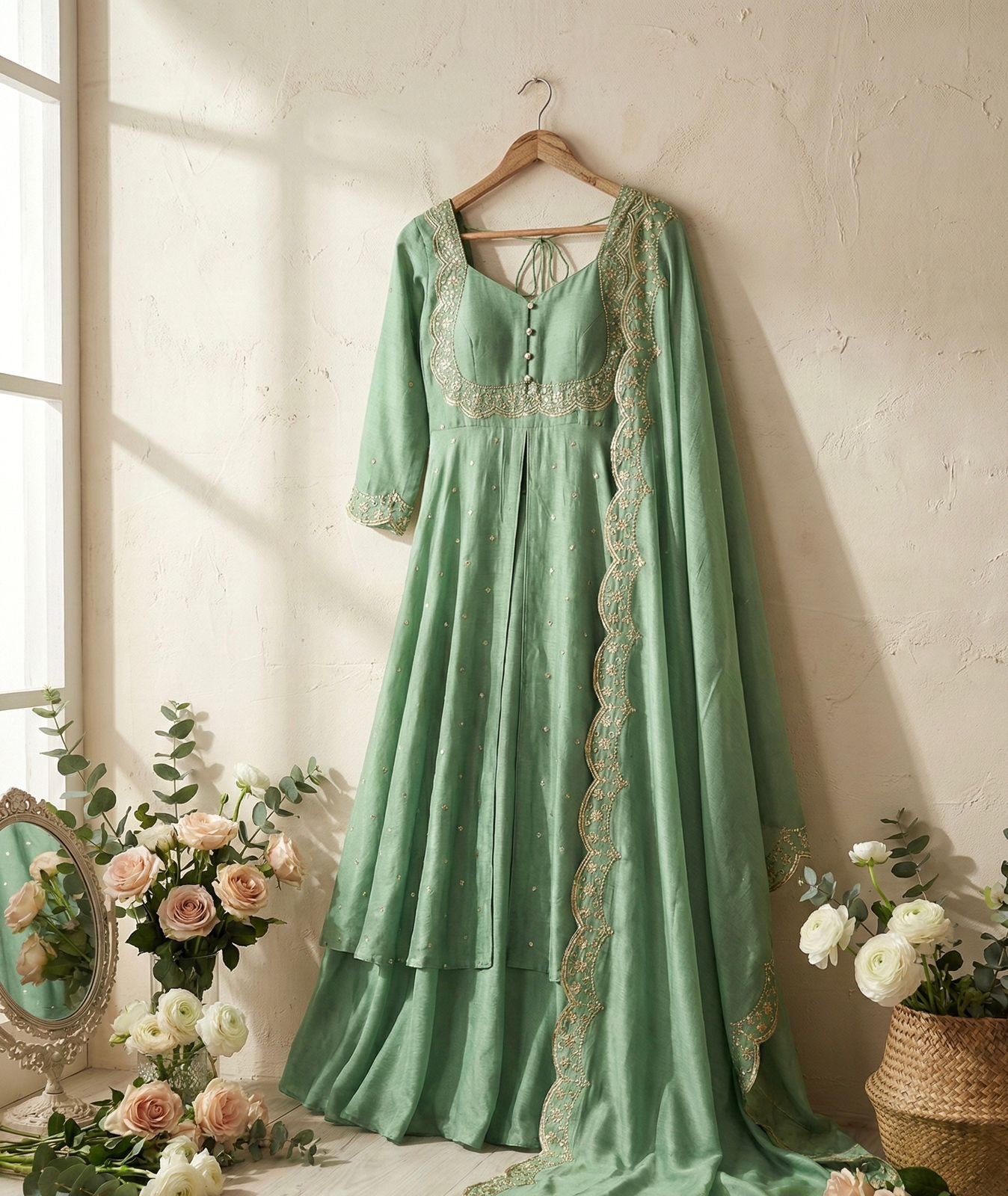 Most Trending Premium Cape Designer Gown │Skirt Cape top and Dupatta