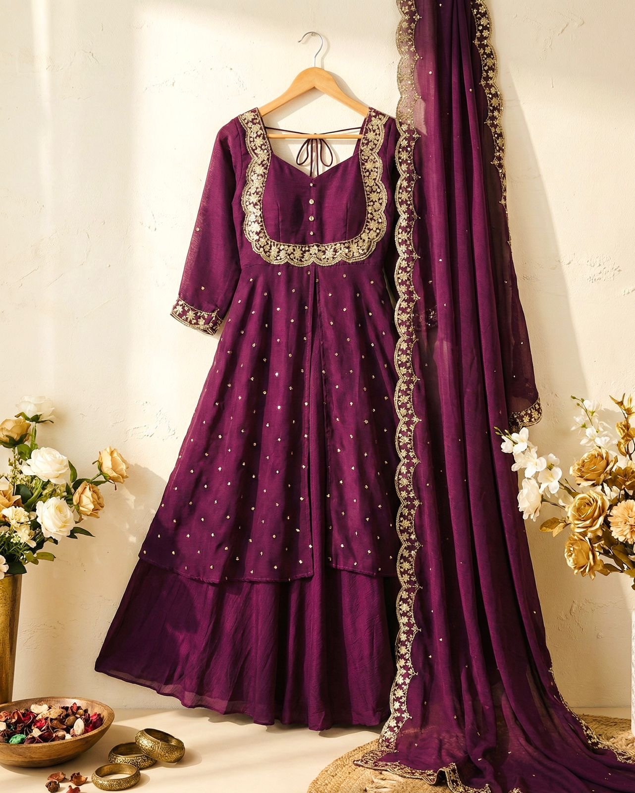 Most Trending Premium Cape Designer Gown │Skirt Cape top and Dupatta