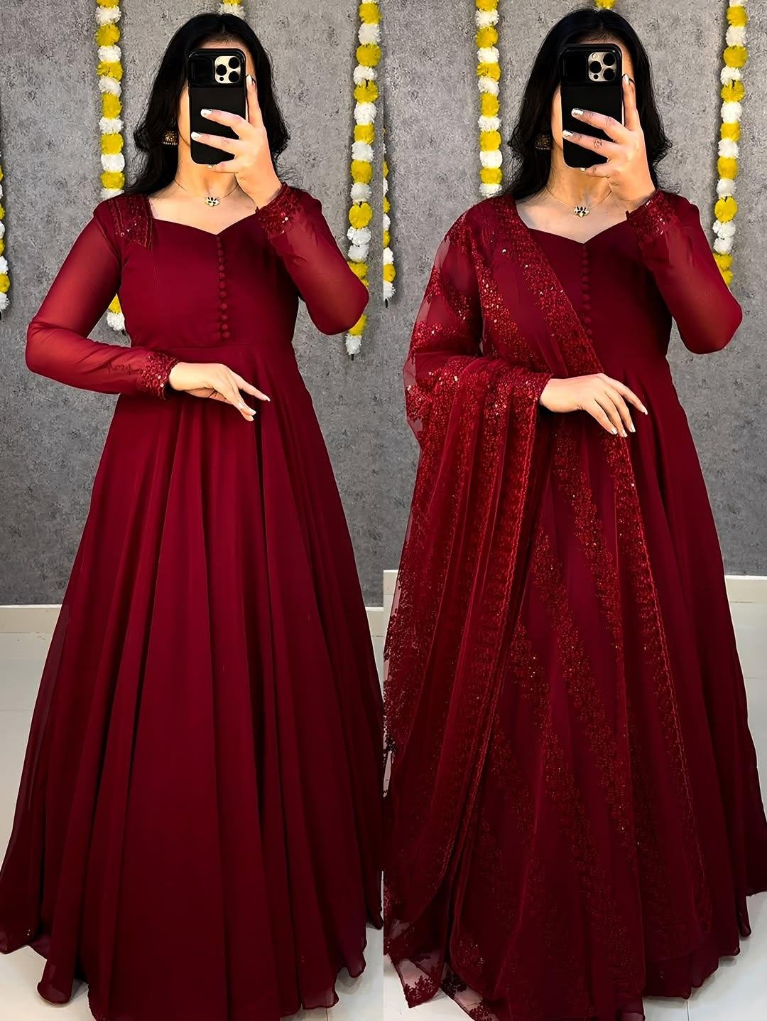 BEAUTIFUL GEORGETTE GOWN WITH ATTRACTIVE DUPATTA