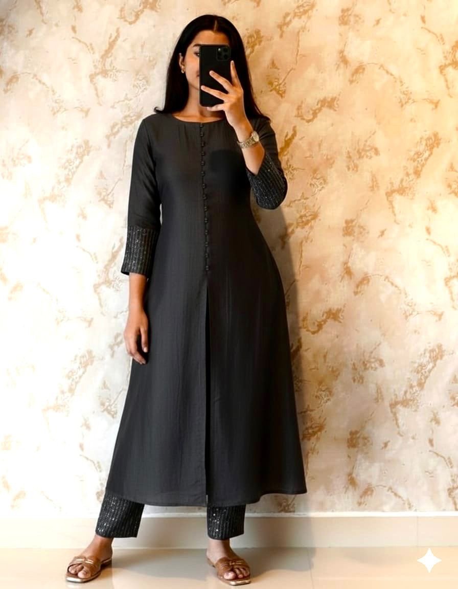 premium blooming vichitra silk with beautiful hand work