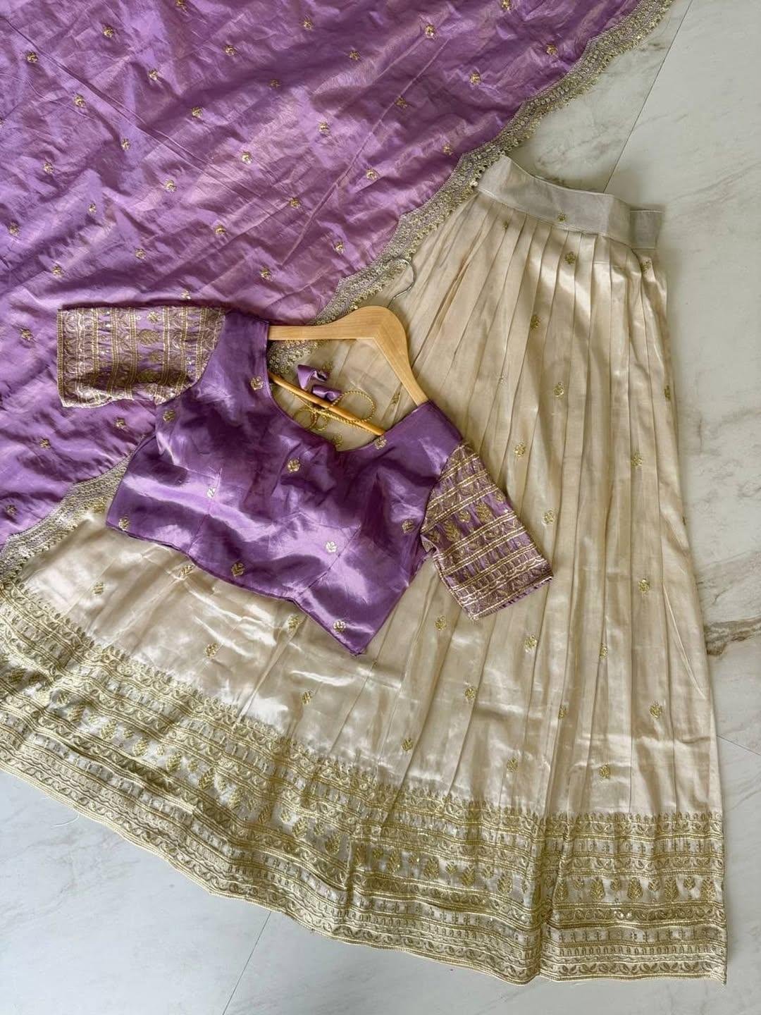Onam Special Shimmer Tissue Silk Half Saree