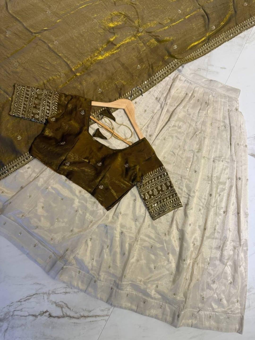 Onam Special Shimmer Tissue Silk Half Saree