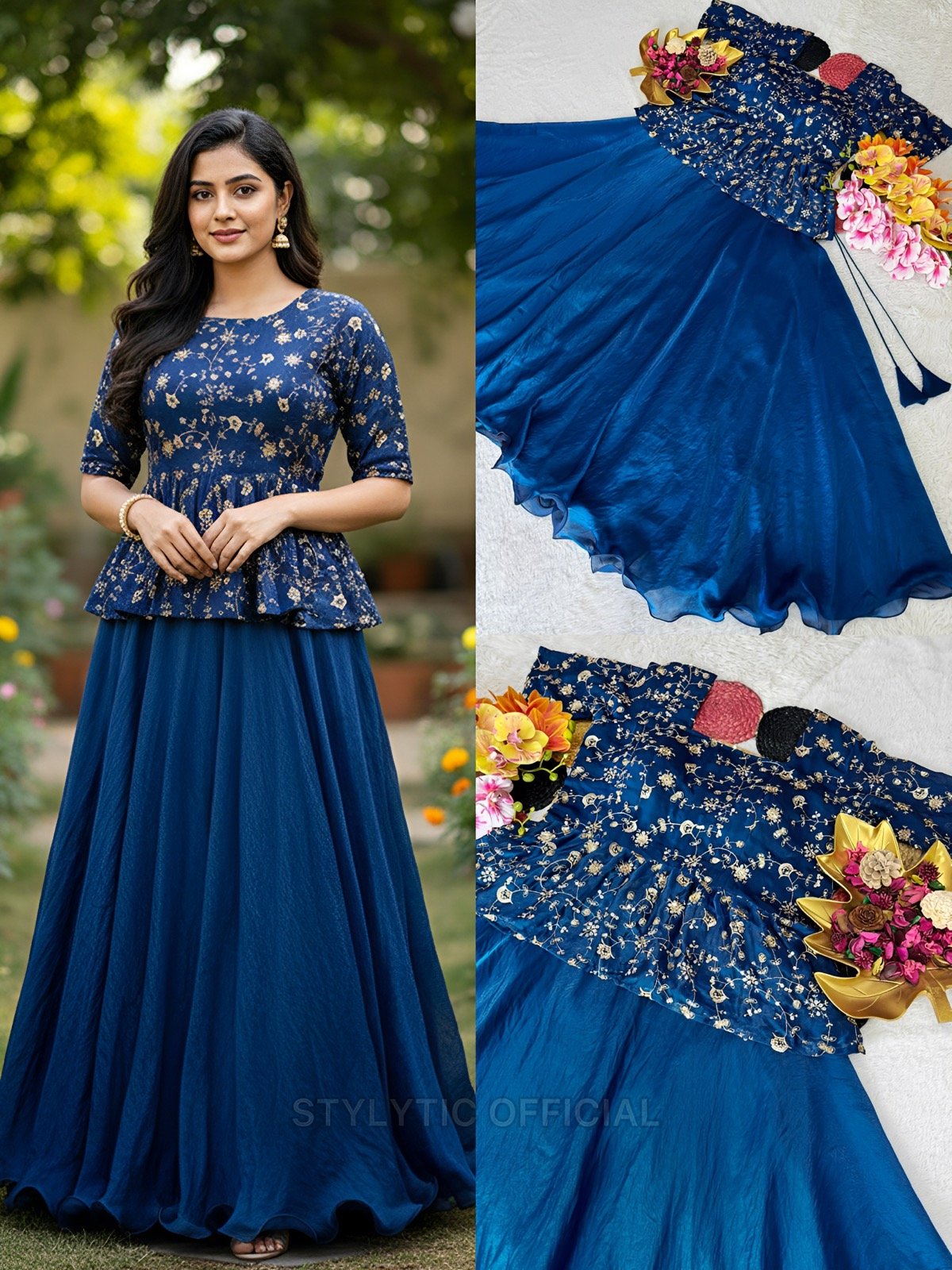 Modern Match Embroidered Crop top with Skirt - Perfect Pair Original Quality