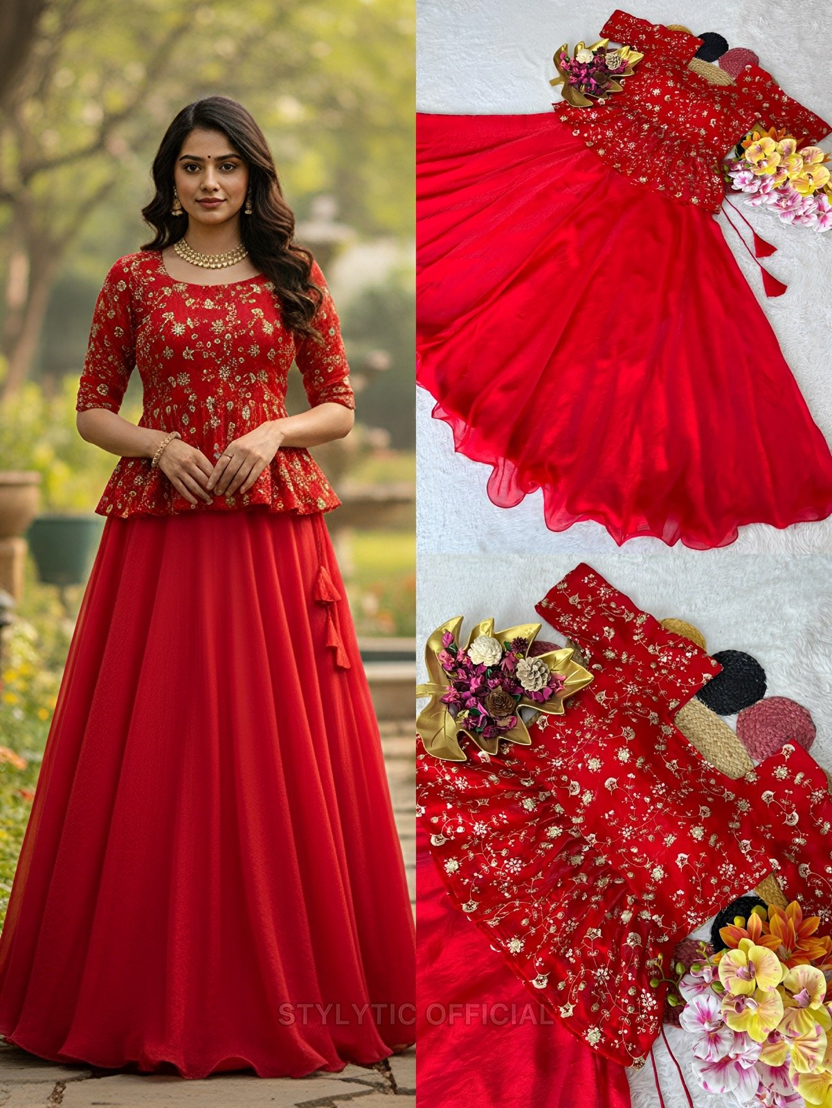 Modern Match Embroidered Crop top with Skirt - Perfect Pair Original Quality