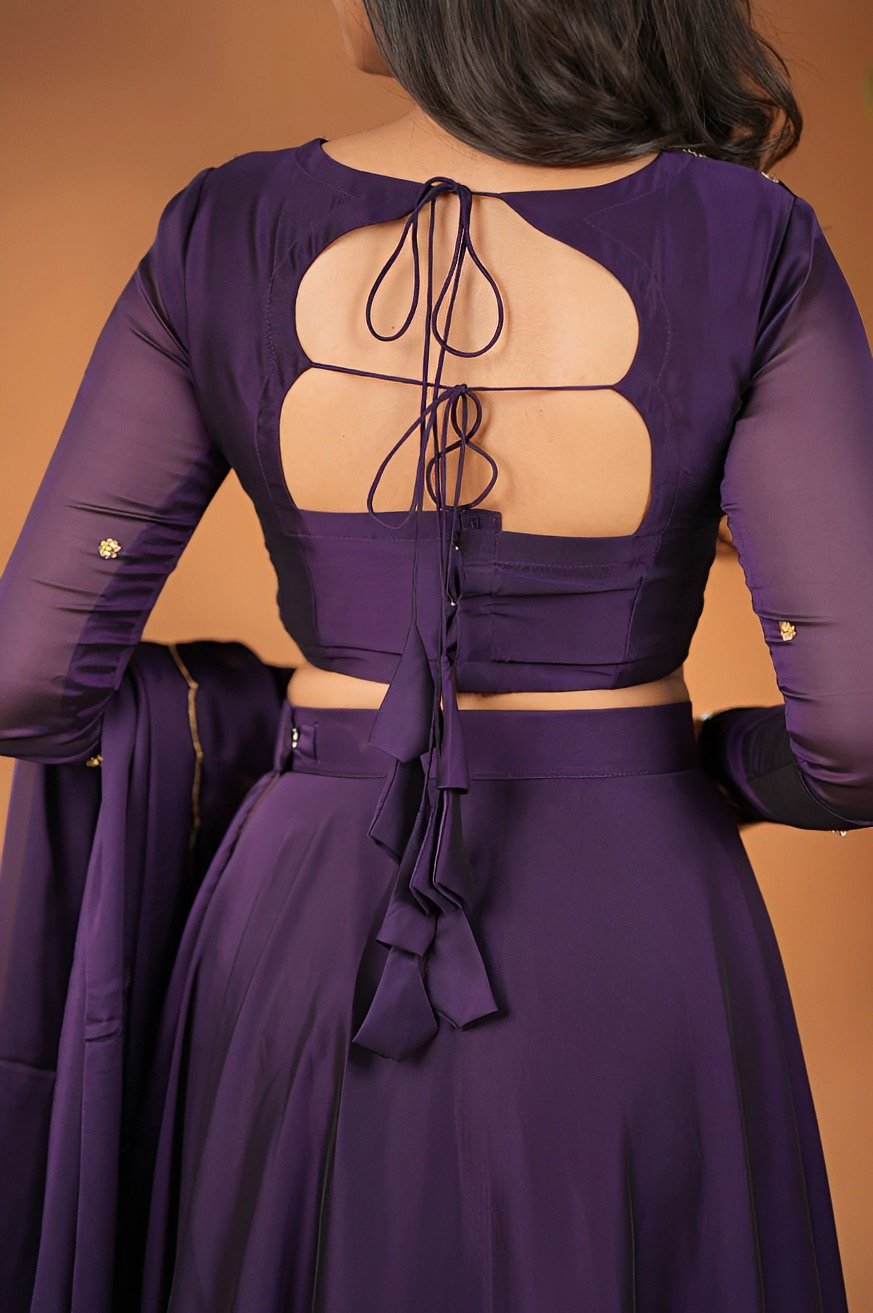 Deep  purple Lehenga set - Readymade stitched halfsaree