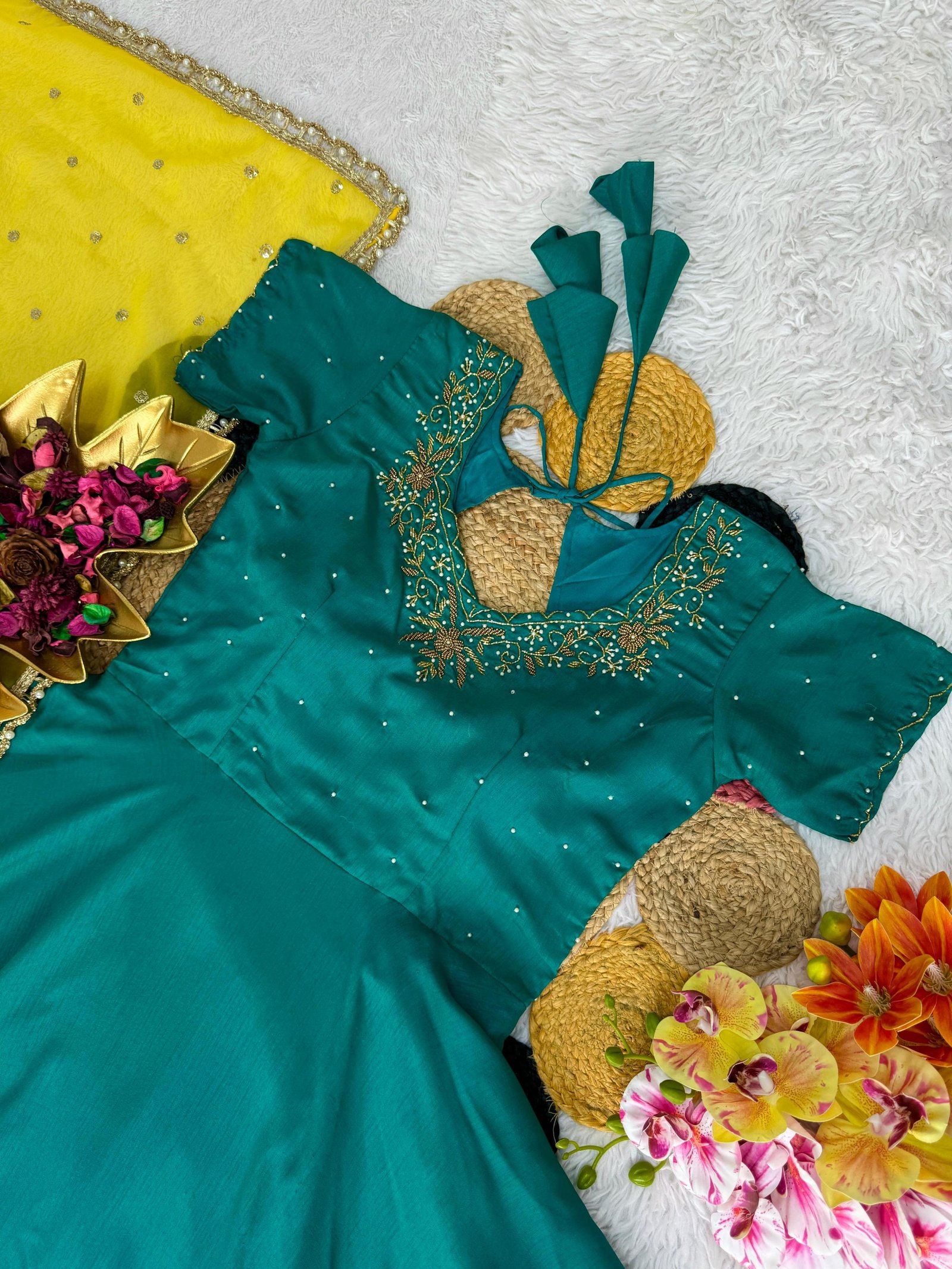 Beautiful Maggam Work Gown With Sequins Embroidery Dupatta