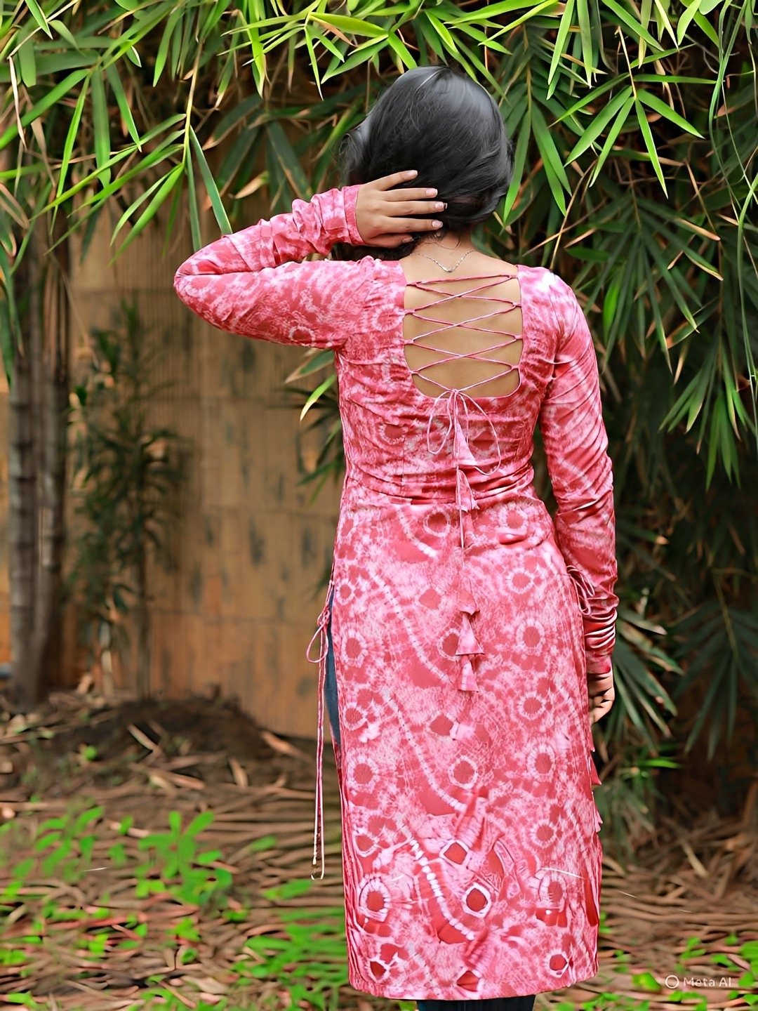 Peachy Pink Cute Kurti - Tie Dye Designer Topselling Kurti