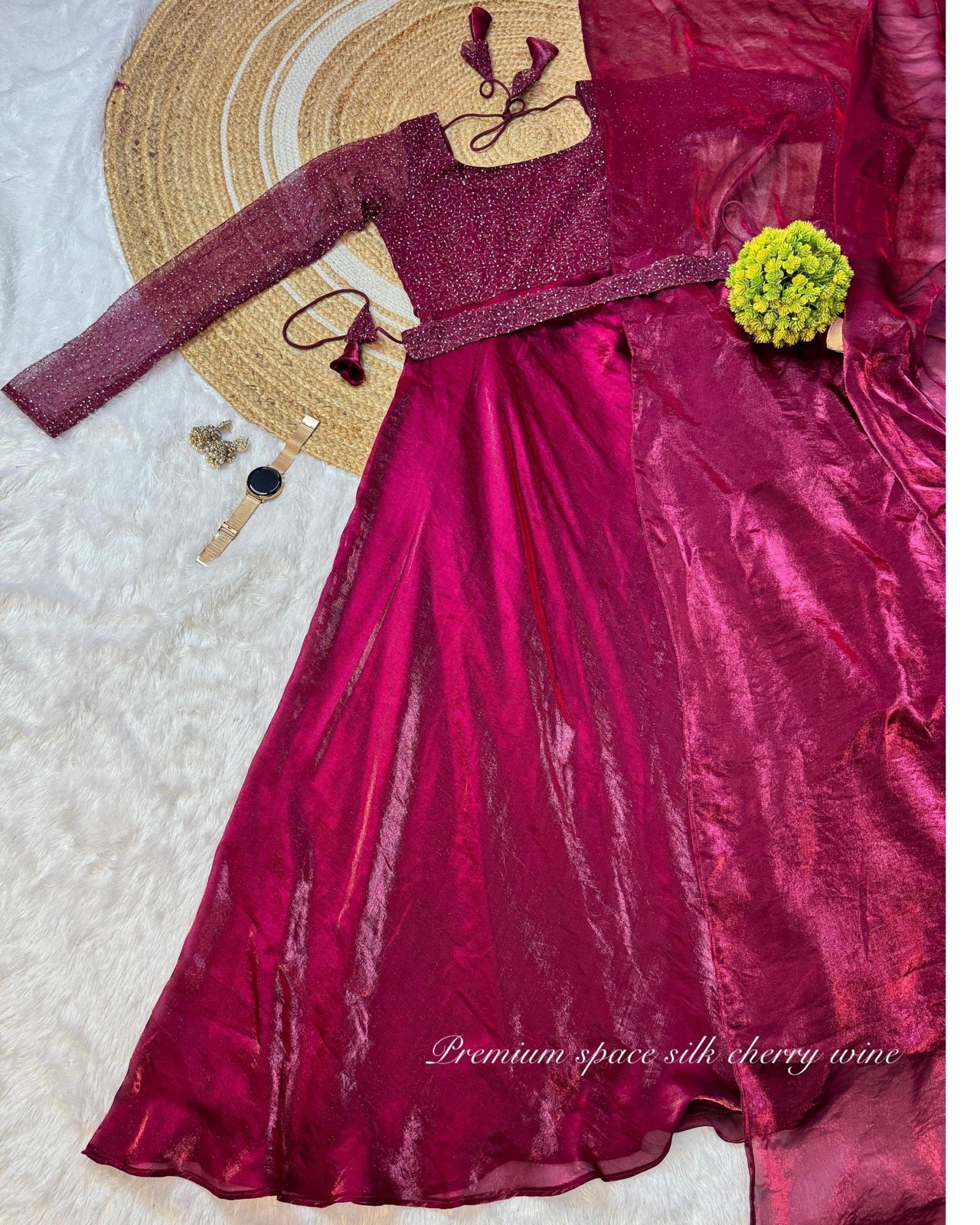 Sparkle Gown Dupatta set with Belt series - Lowest rate✨