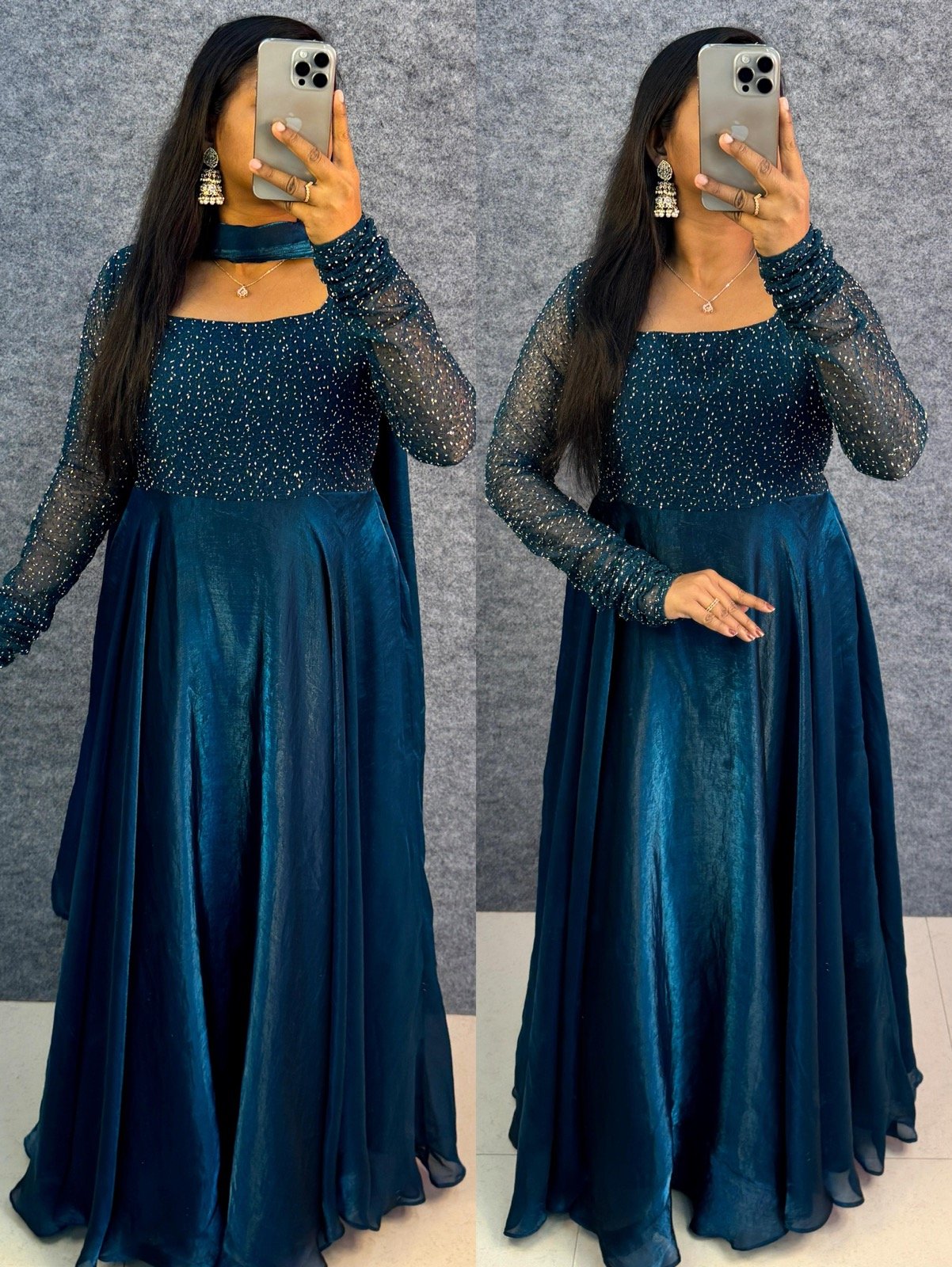 Sparkle Gown Dupatta set with Belt series - Lowest rate✨