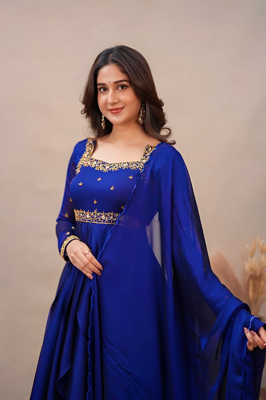 Neela Rich Blue Gown with Dupatta set - Anarkali with Dupatta🌀