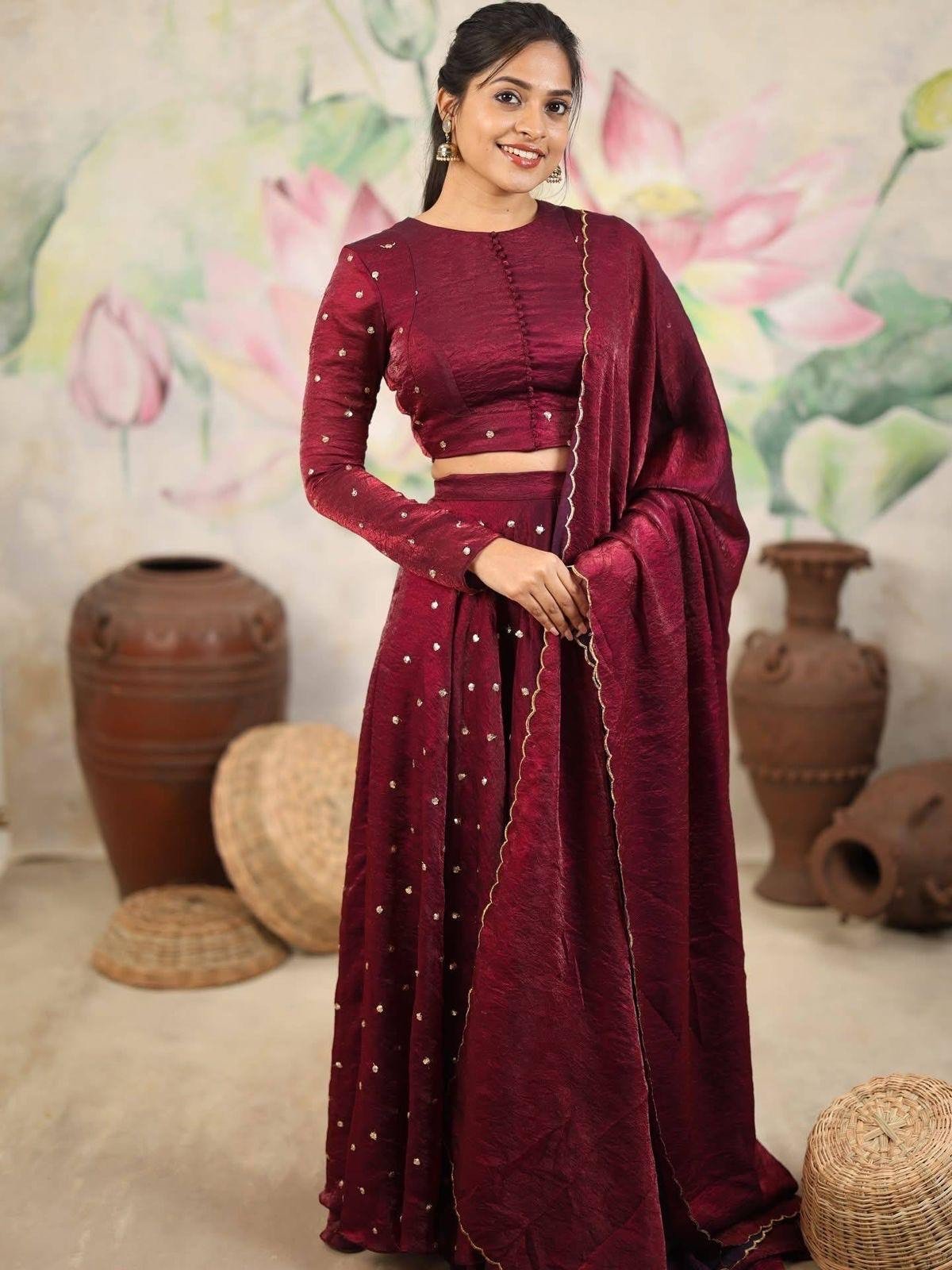 Glow wine Partywear Lehenga - Cute launch