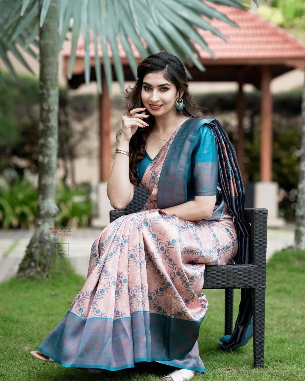 Peach silk saree - Exclusive offer Cotton silk sarees
