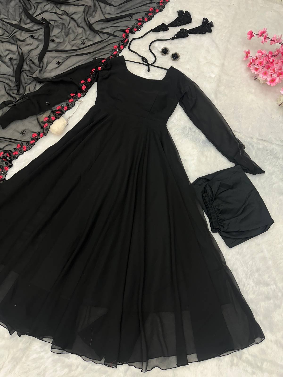 Black Georgette Anarkali outfit - Black Lovers Special